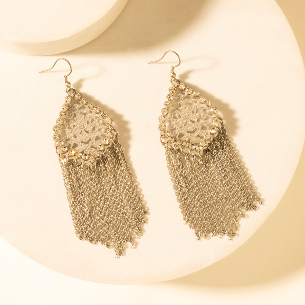 Myra Stormtrail Fringe Earrings in Antique Frost