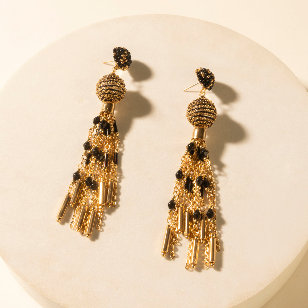 Myra Belle Tassel Earrings in Burnished Amber