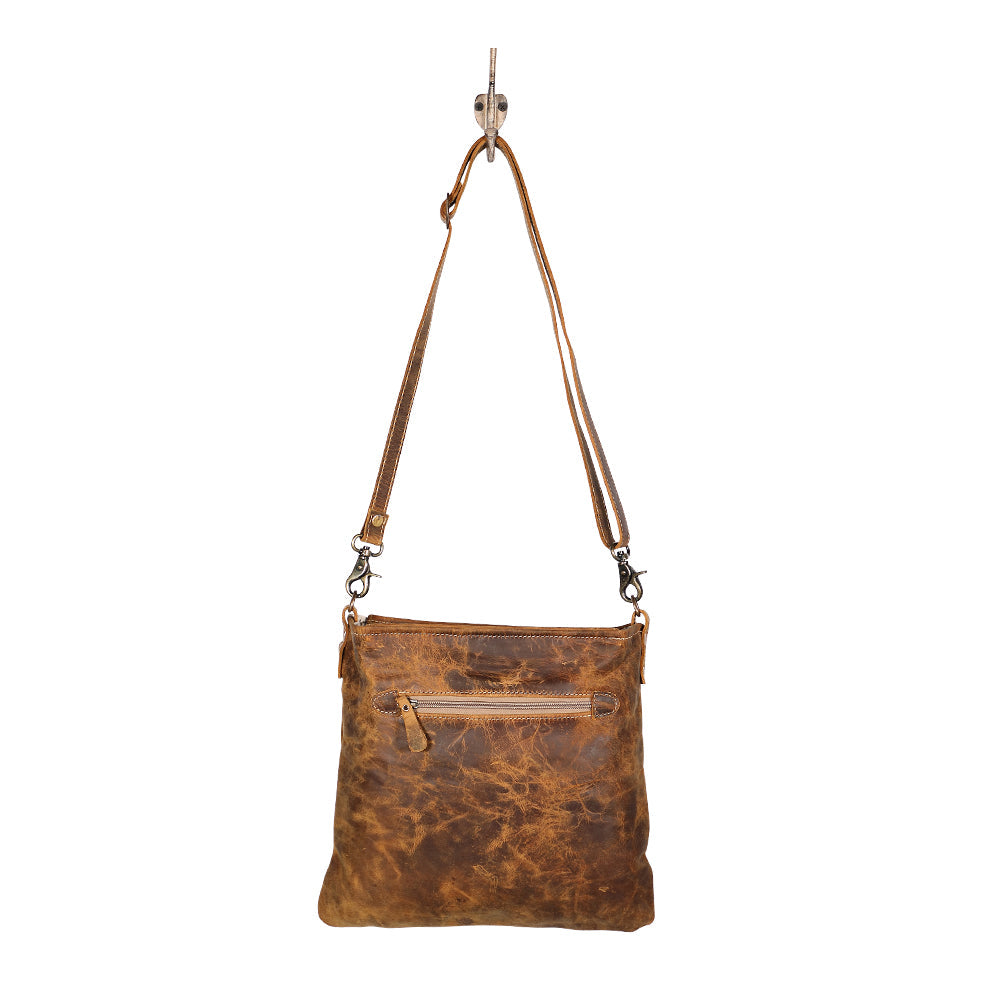 Myra Beast Leather Messenger Bag for Women – Distressed Brown Full-Grain Leather with Adjustable Strap and Front Pocket