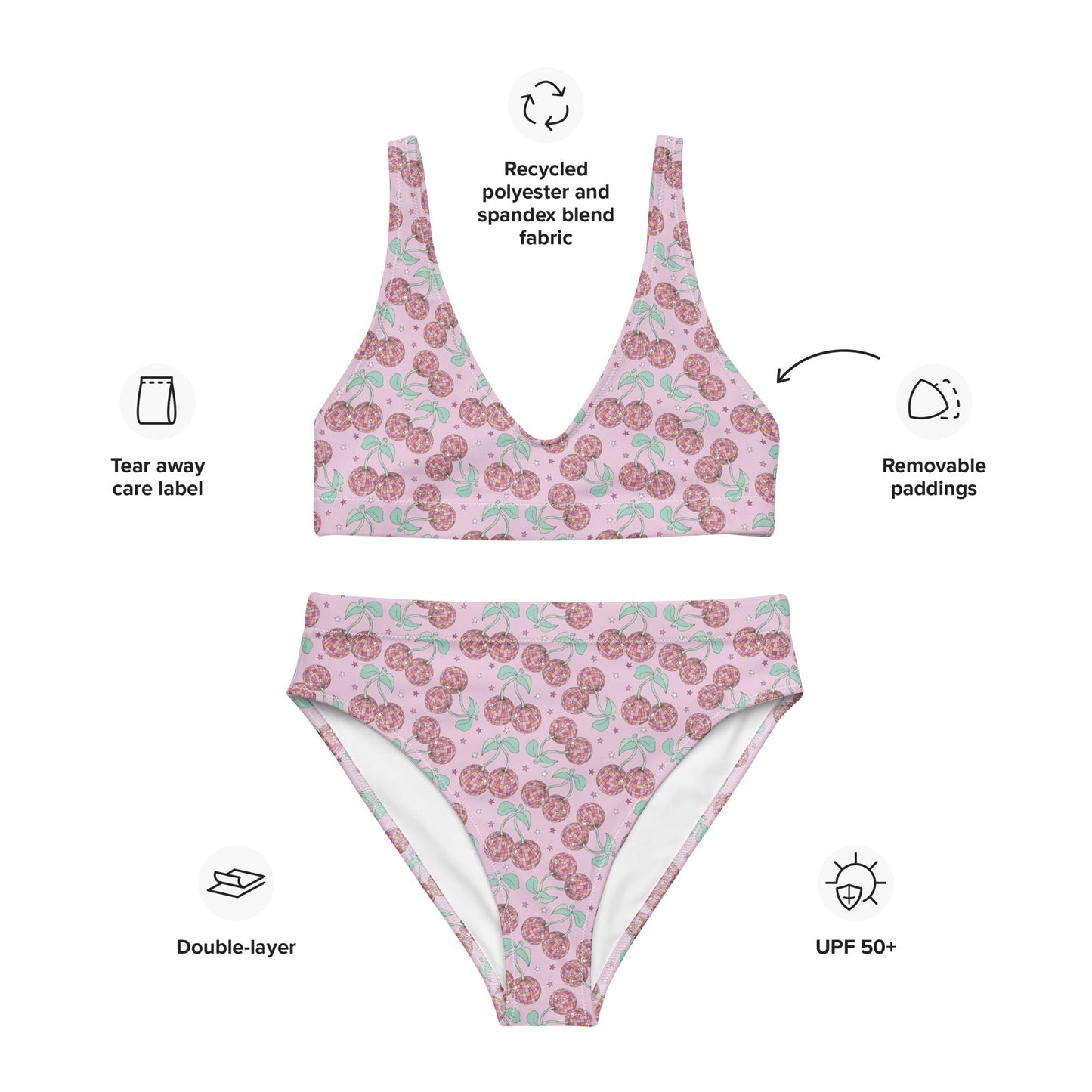 Cherry Groove High Waist Bikini