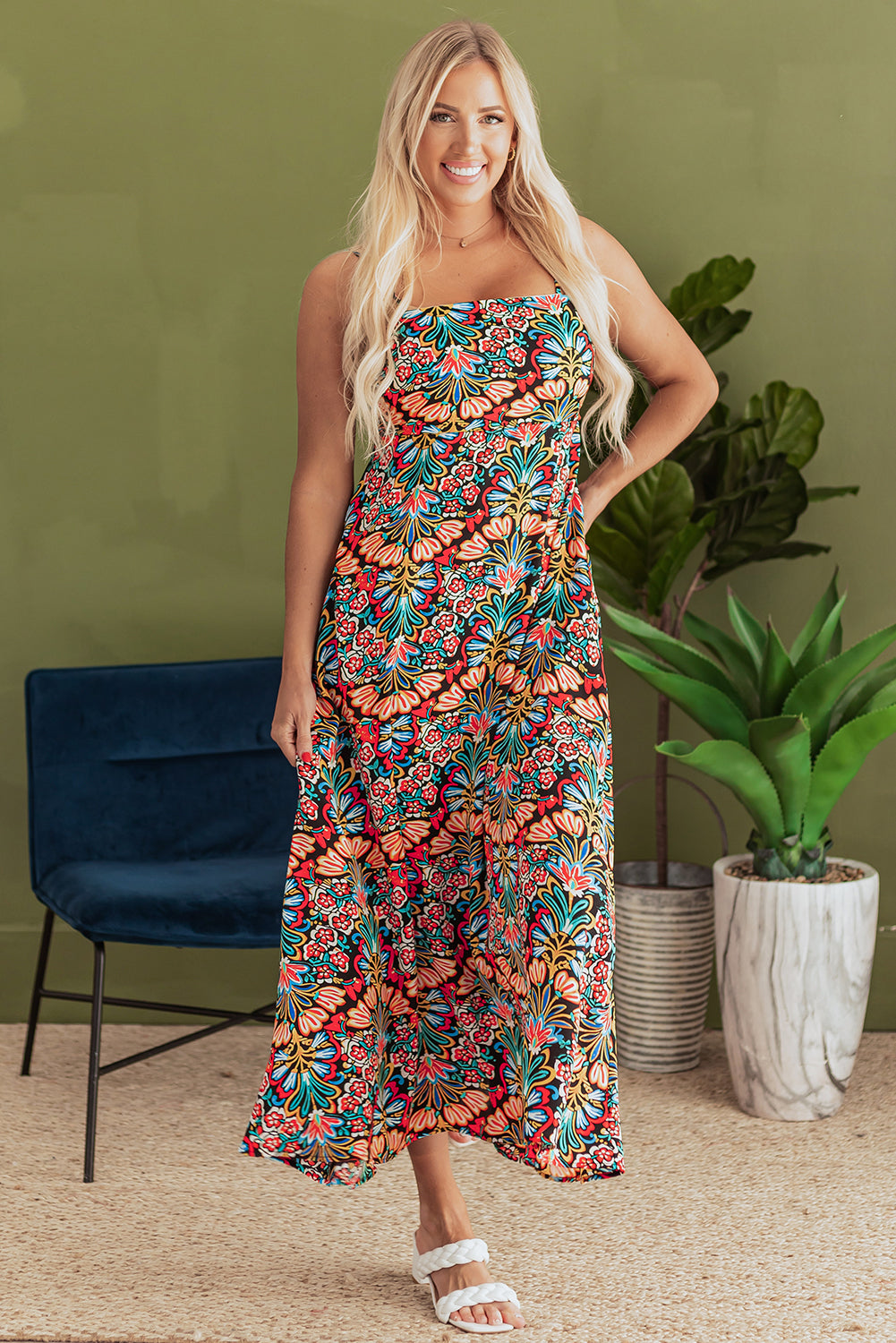 Danielle Boho Floral High Waist Maxi Dress for Summer Festivities