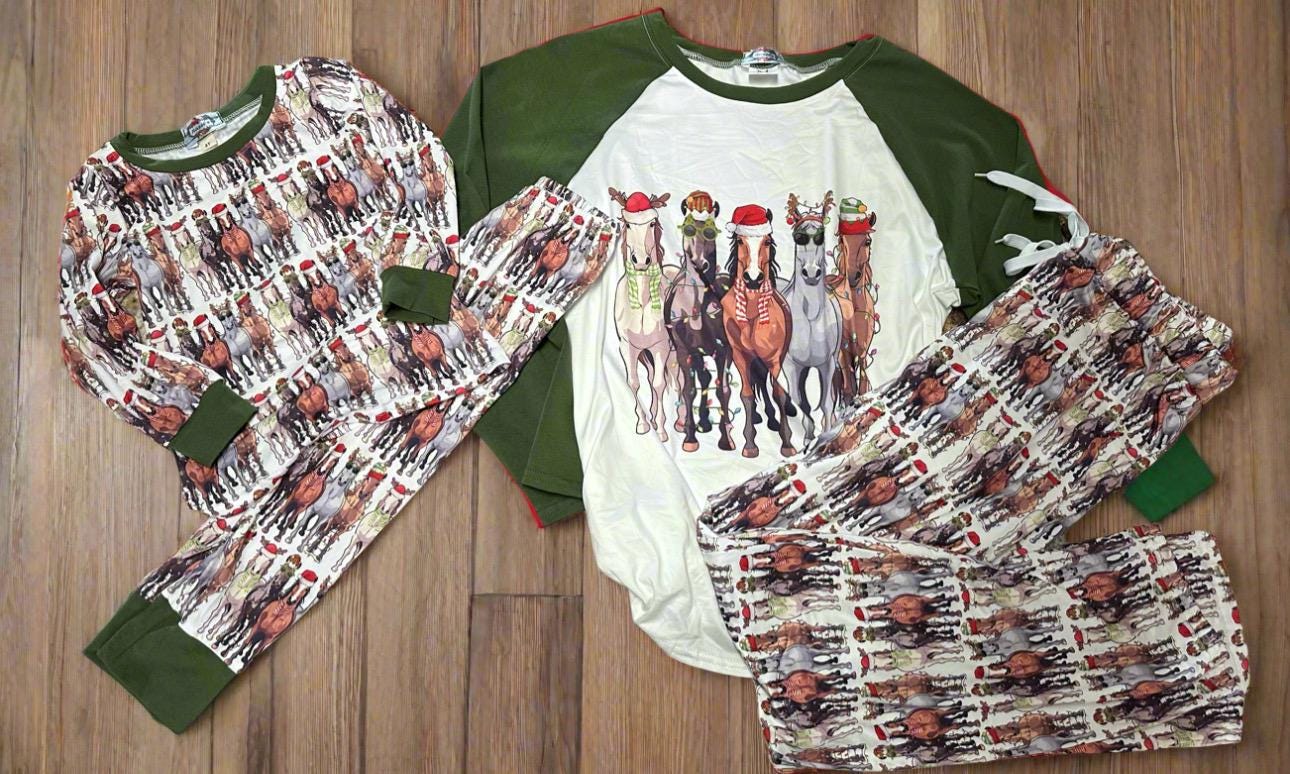 Christmas Horse Pajamas | Holiday Horse | Matching Family Christmas Pajamas, HORSE PAJAMAS