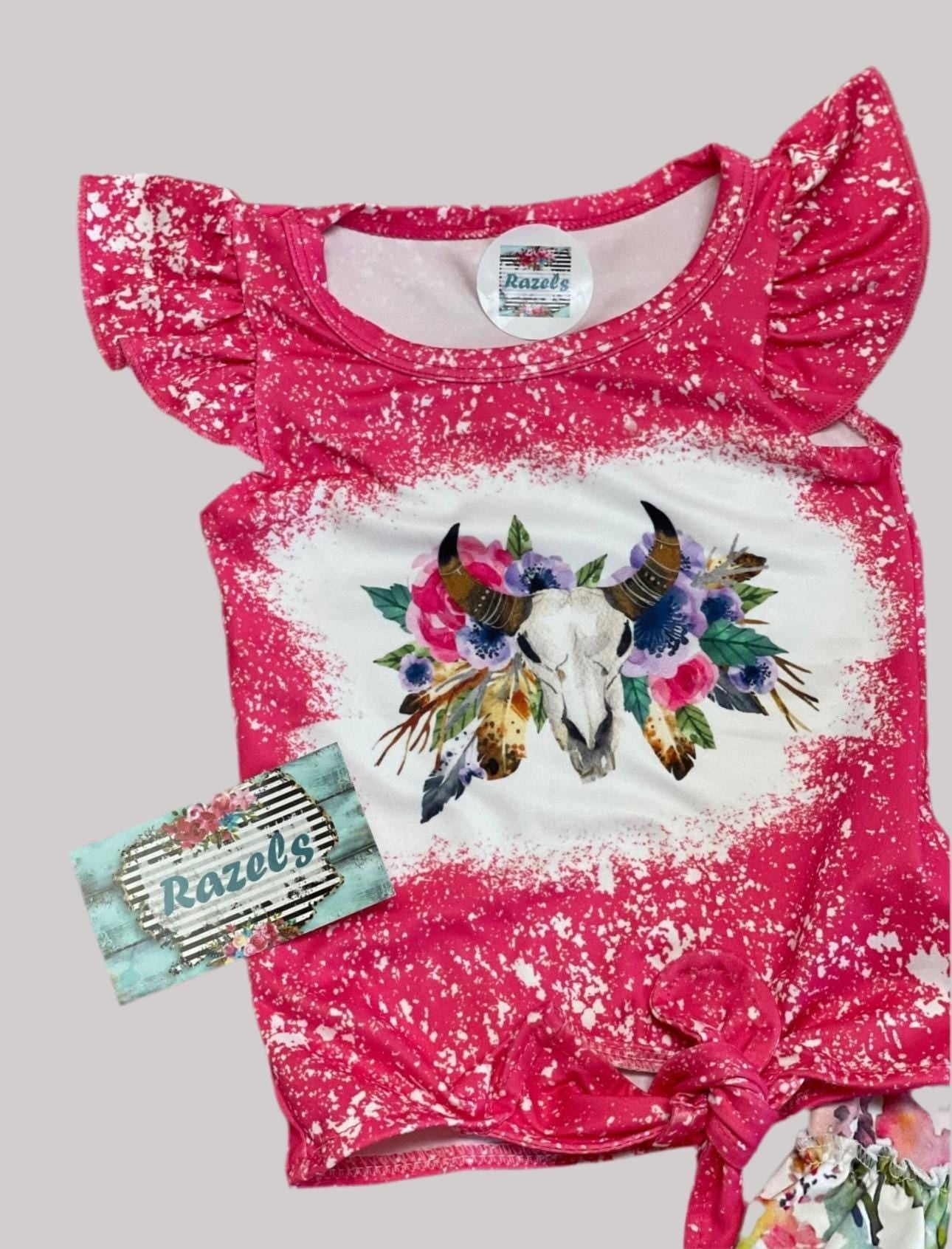 Cowgirl BOHO Short Set | Girls Flower Ruffle Shorts, Ruffle Sleeve Shirt