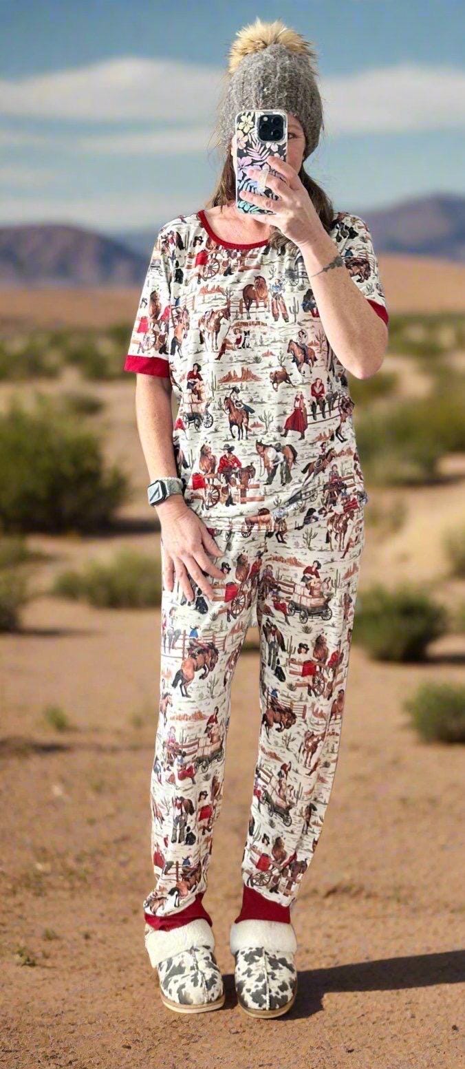 COWGIRL Pajamas – Retro Rodeo Gals Western PJs | Classic Western Print Mom & Me Matching Cowgirl PJs