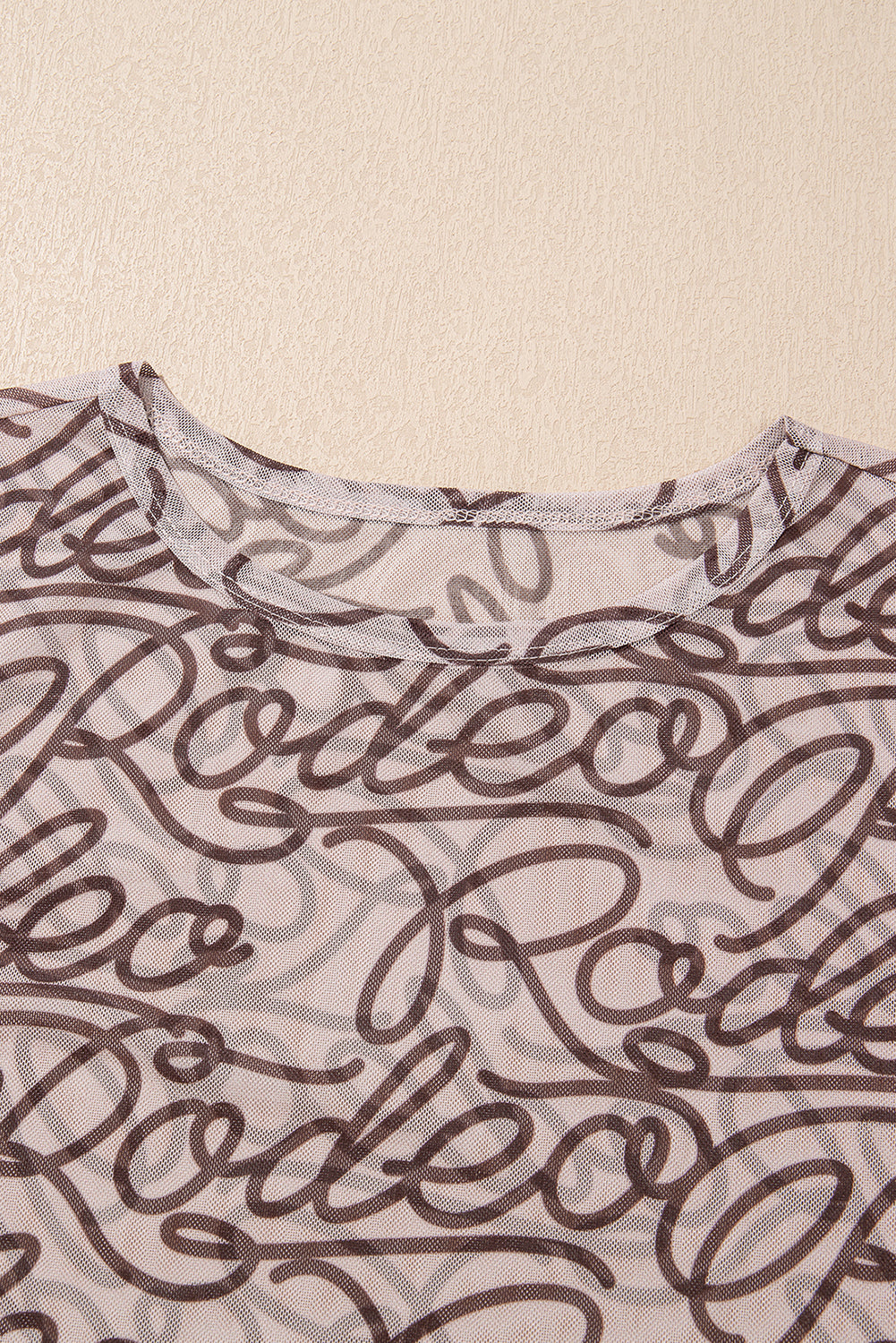 Brown Rodeo Print Round Neck Slim Fit Mesh T Shirt for Men