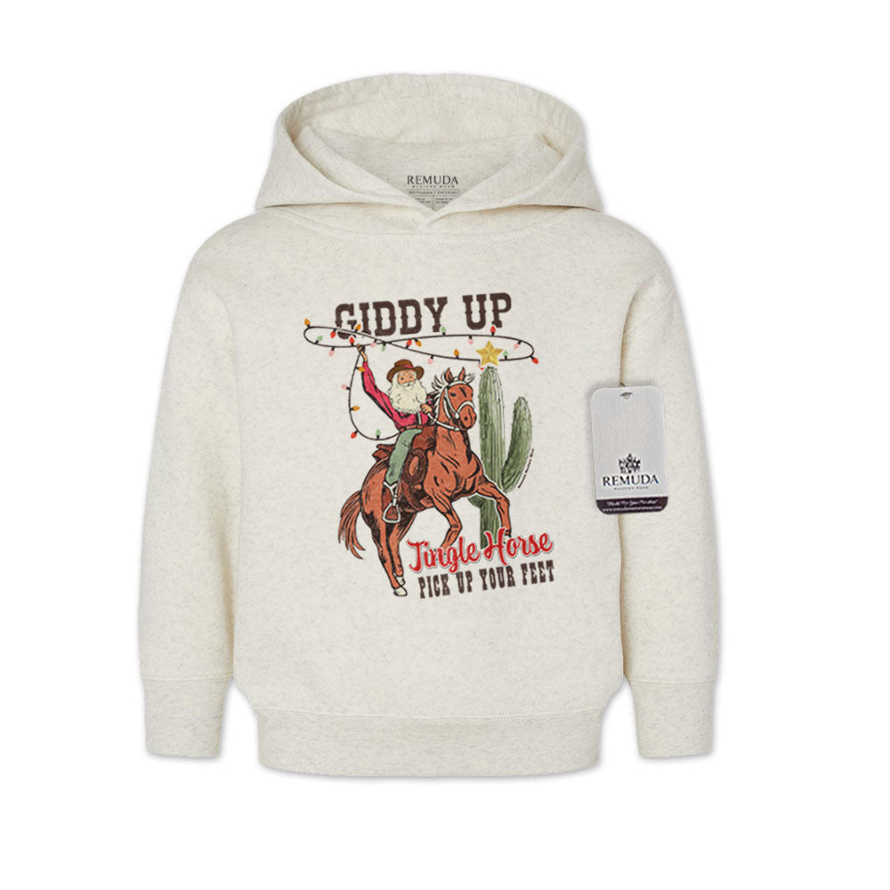 Giddy Up Jingle Horse - Toddler Kids Western Christmas Pullover Hoodie