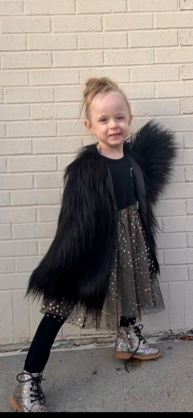 Girls' Shaggy Fur Coat – Faux Fur Dress Coat | Stylish Fur Jacket for Special Occasions