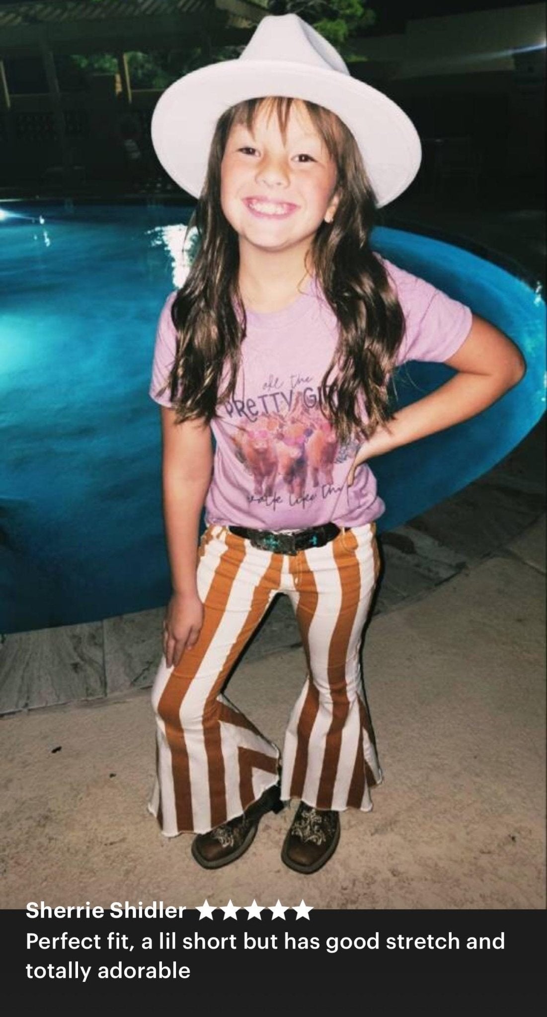 Girls' Striped Bell Bottom Jeans | Stretchy, Frayed Bell Jeans for Girls