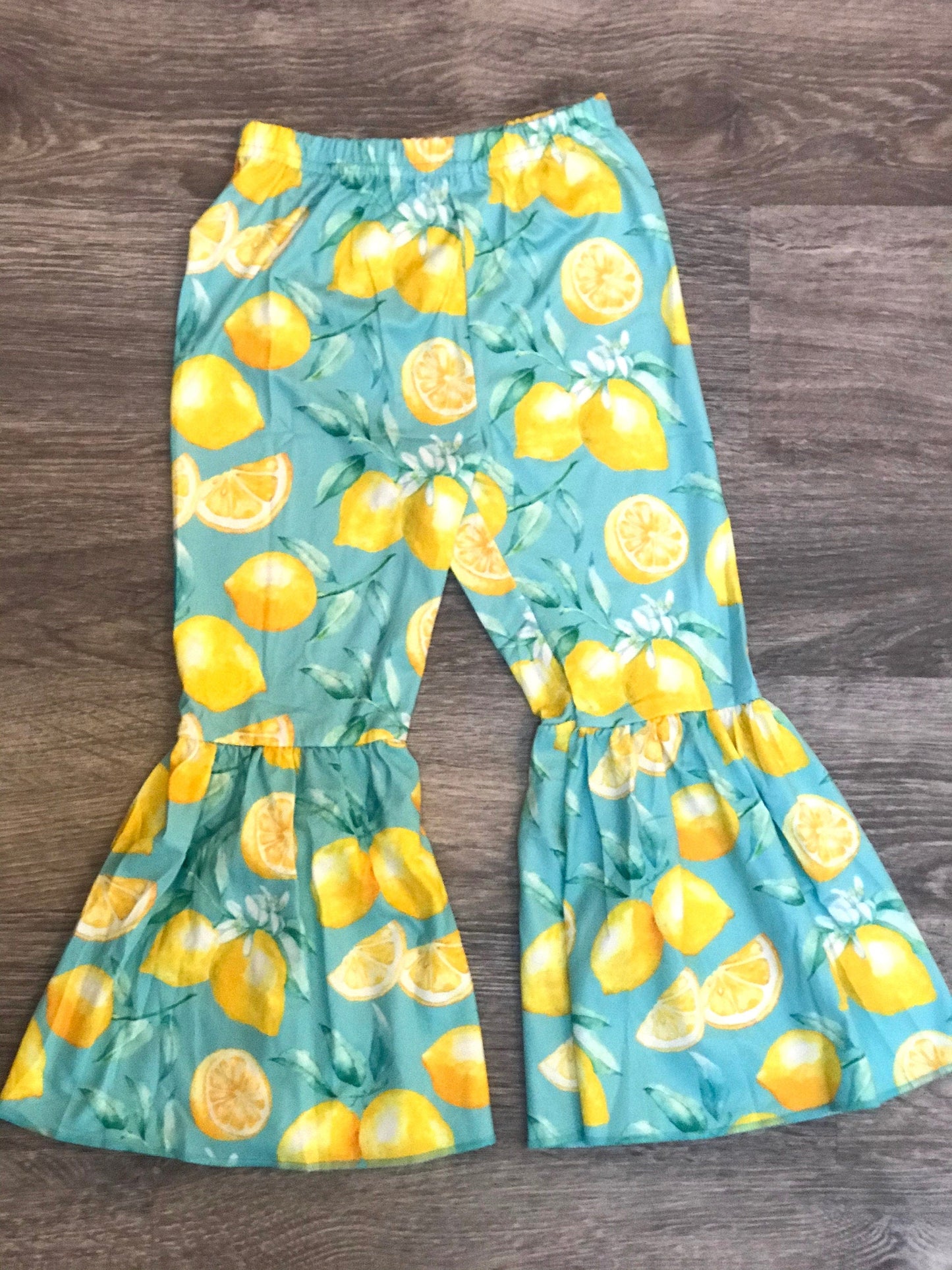 Mama's Main Squeeze BELL BOTTOM OUTFIT, Lemon Flare Pants & Mama T-Shirt,