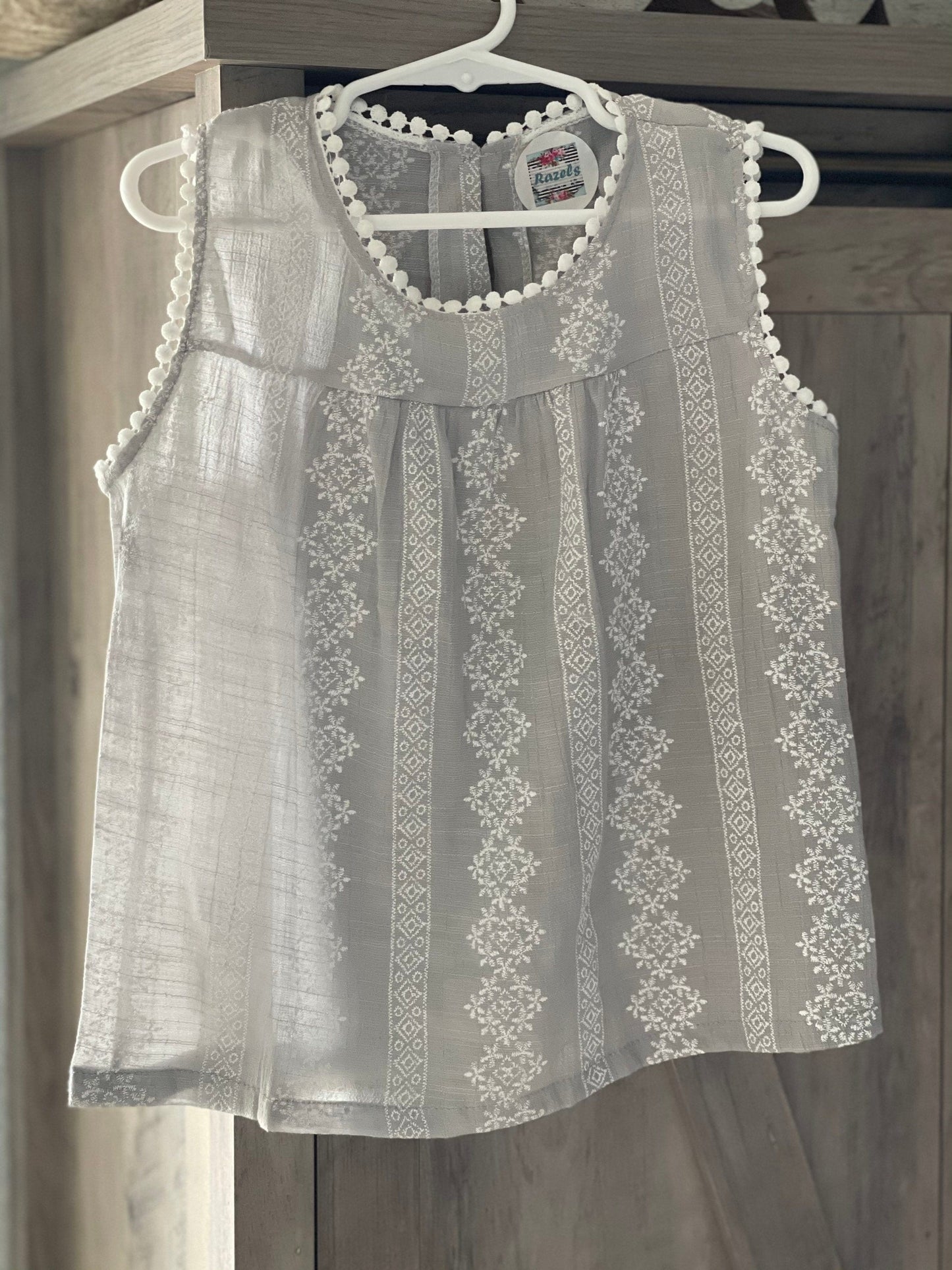 Girls Summer Embroidered Tank Top, Lightweight Lace Layering Shirt