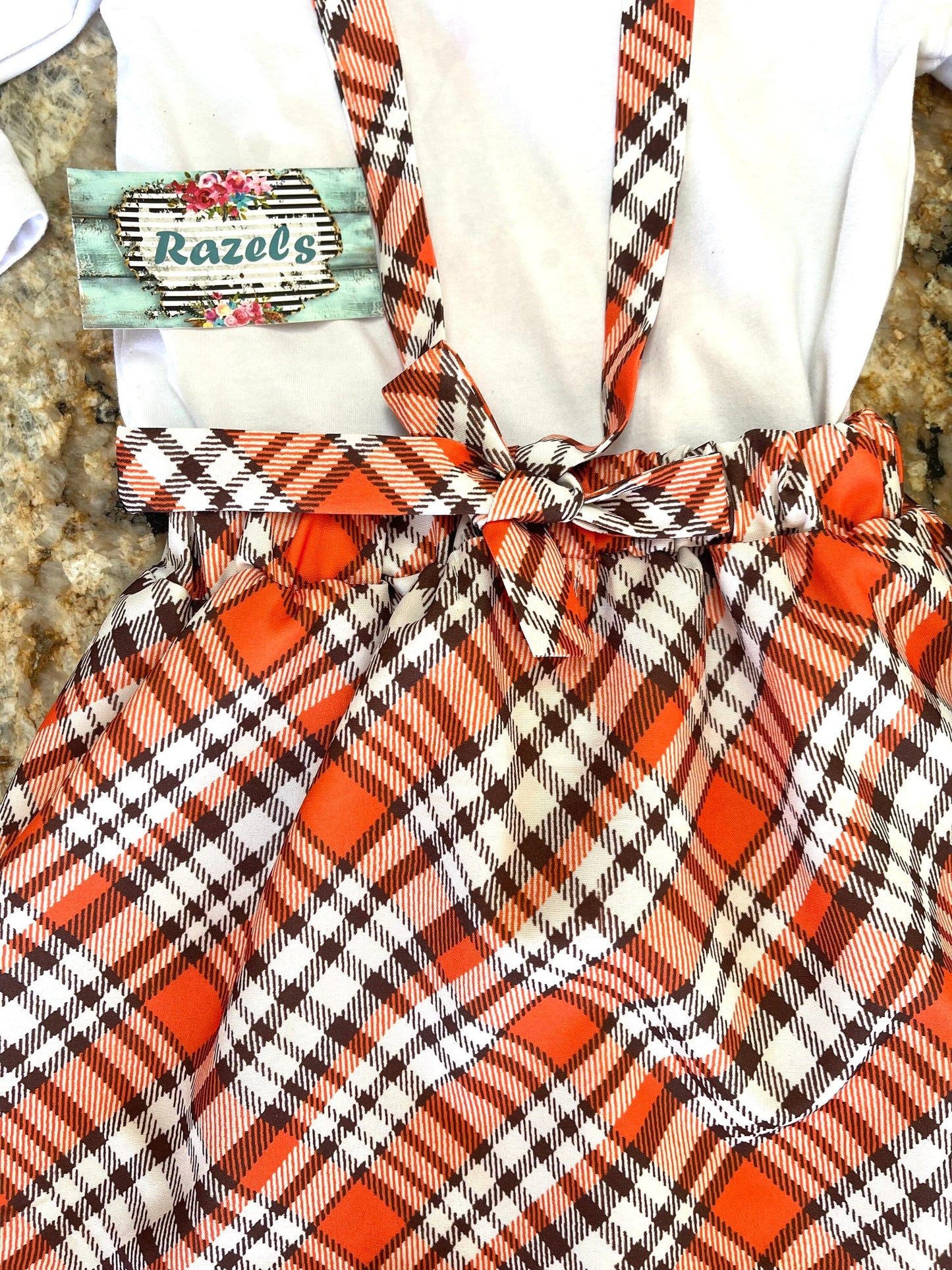 Toddler Girl Thanksgiving Outfit ā Thankful Pumpkin Shirt & Fall Plaid Skirt | Cute Thanksgiving Clothing