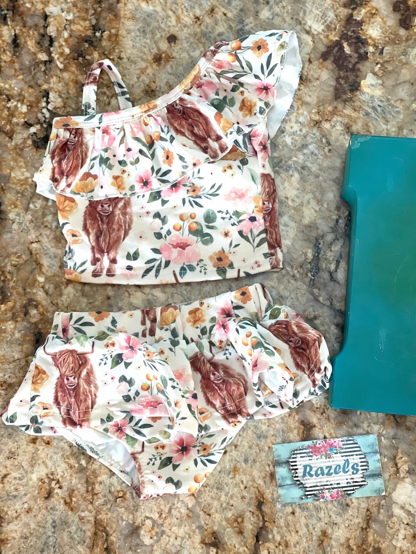Highland Cow Swimsuit for baby Girls, Cow Swimsuit