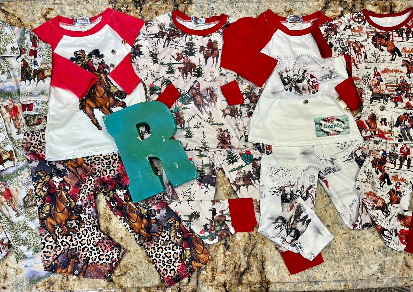 Cowboy Christmas Pajamas, COWBOY SANTA Christmas PAJAMAS