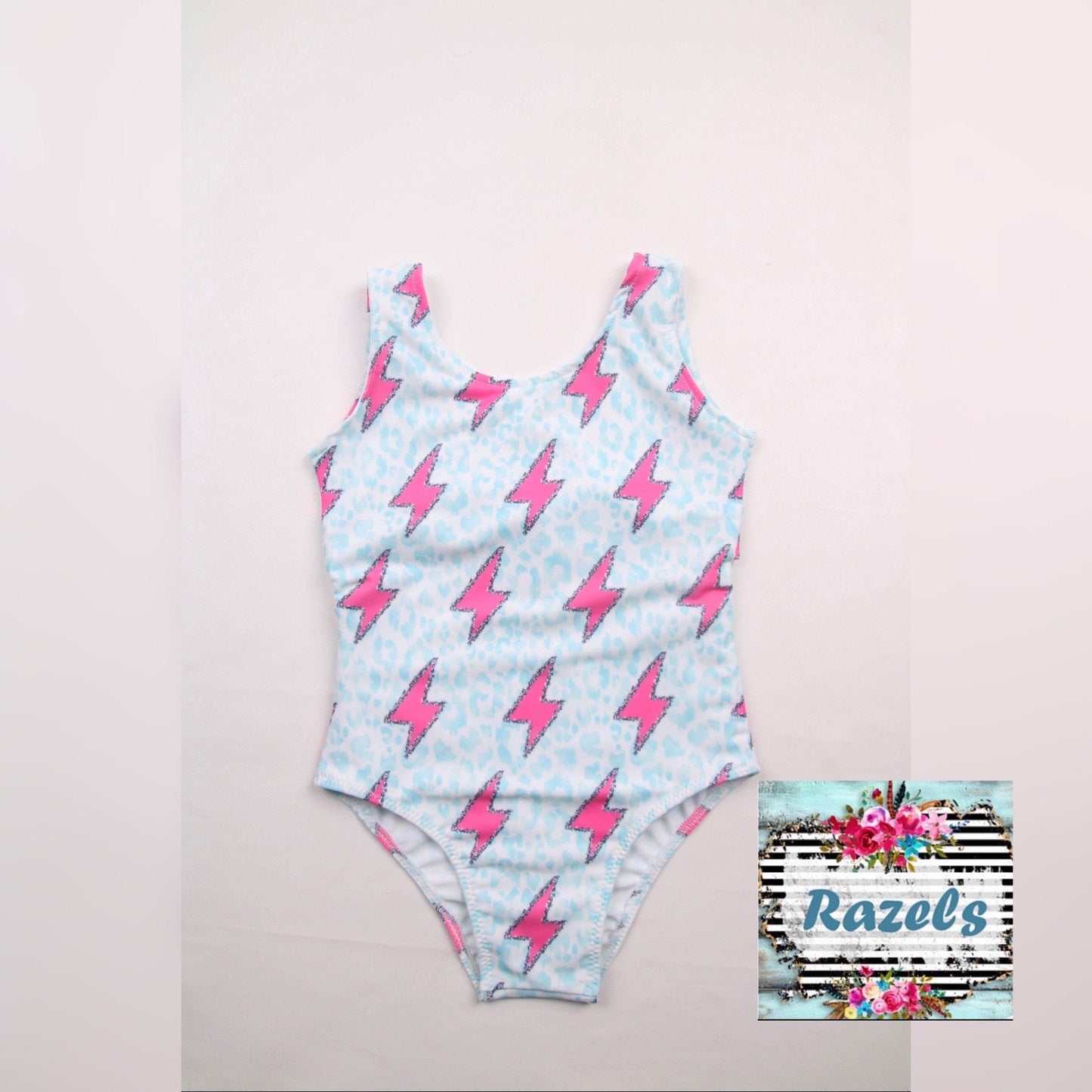 Girls Swimsuit, Pink Lightning Bolt Swimsuit