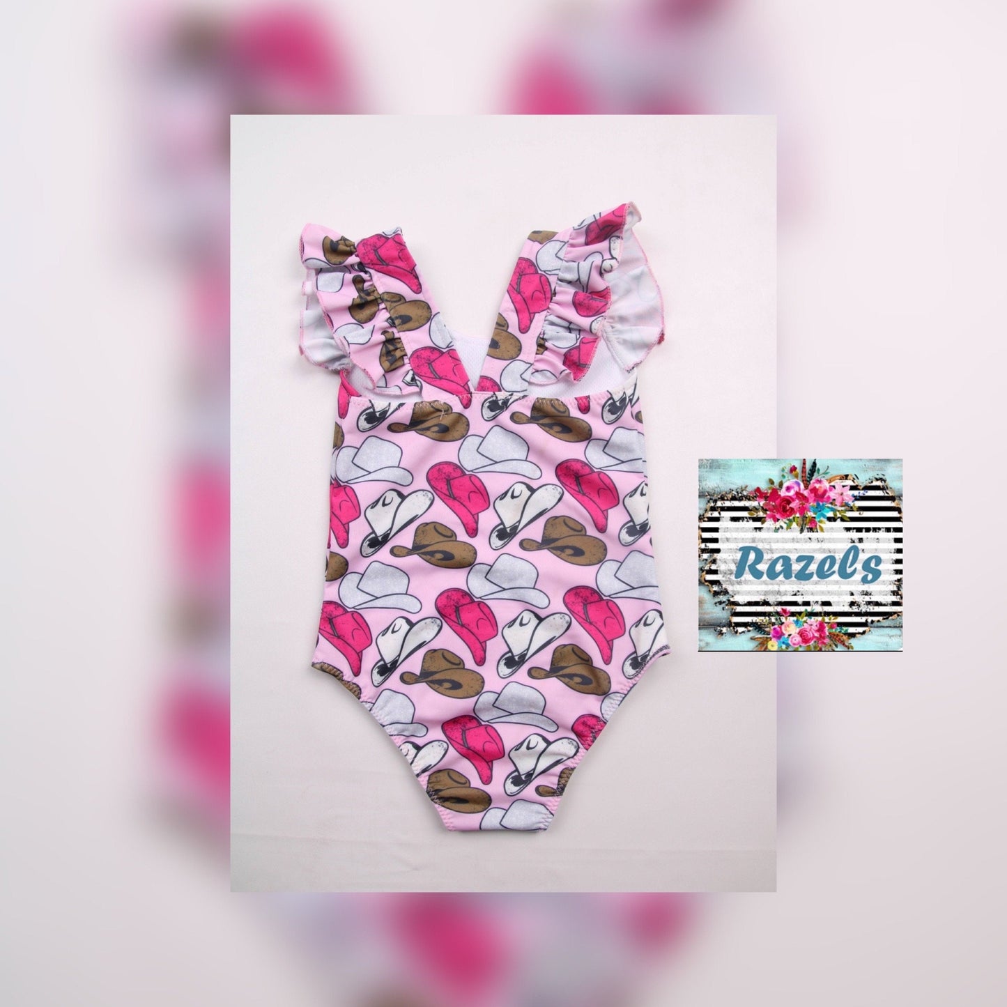 GIRLS PINK SWIMSUIT, Cowgirl Swimsuit | Girls Ruffle One Piece Swimsuit | Western Swimsuits Girls