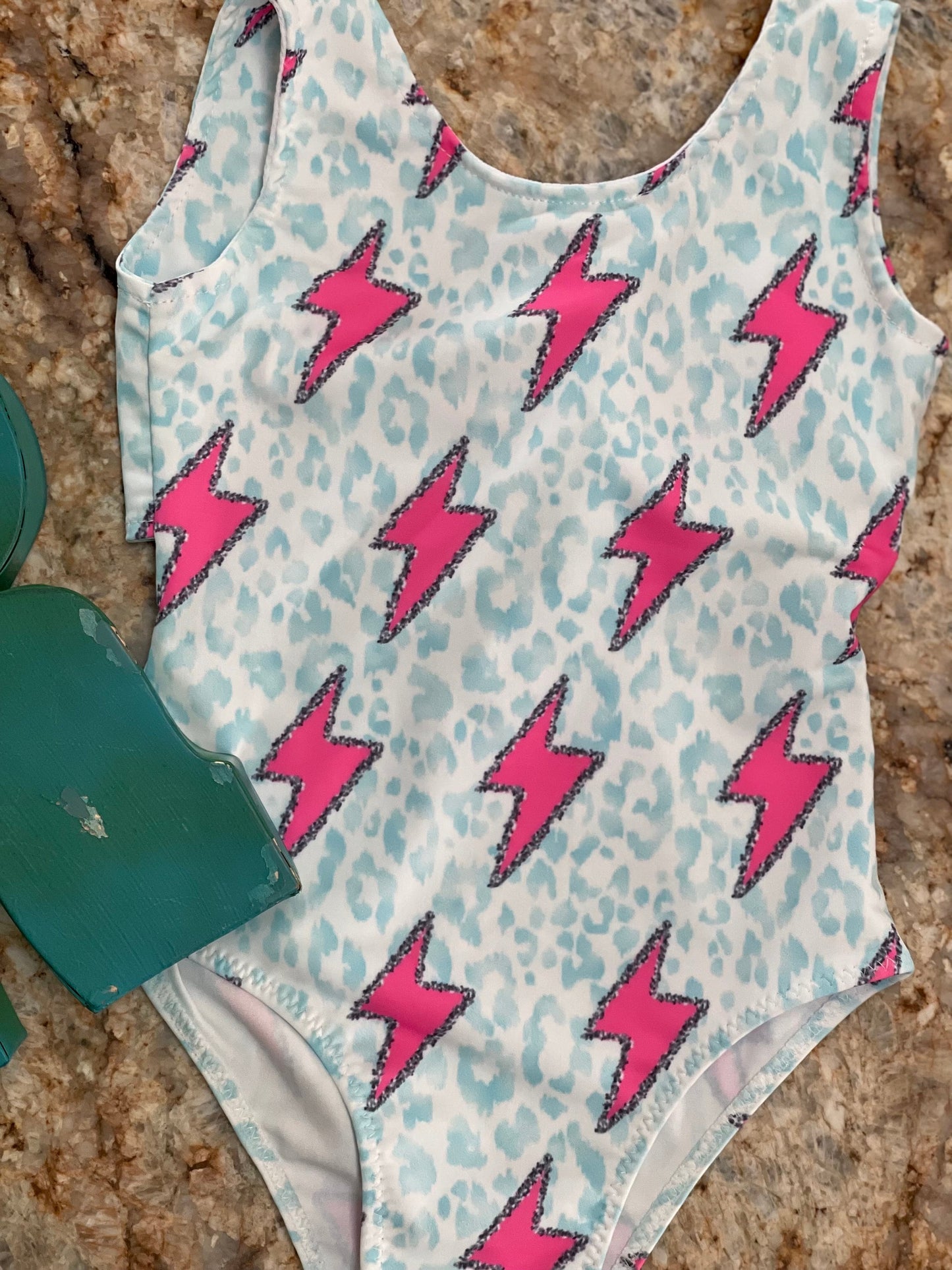 Girls Swimsuit, Pink Lightning Bolt Swimsuit