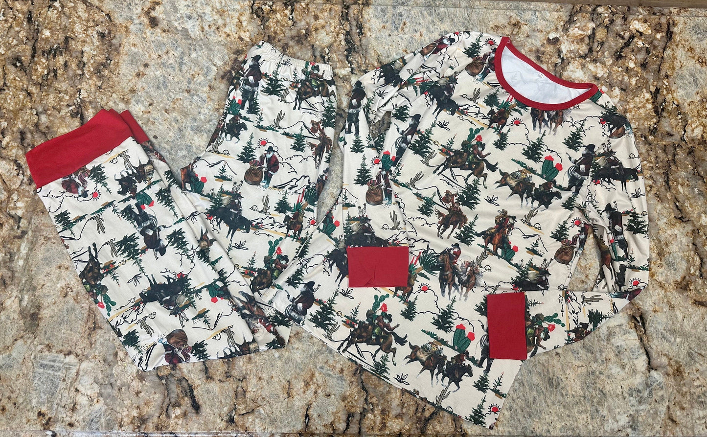 Original Cowboy Christmas Pajamas | Western Family Matching PJs | Adult Cowboy Santa Christmas Pajamas | Holiday Family Sleepwear