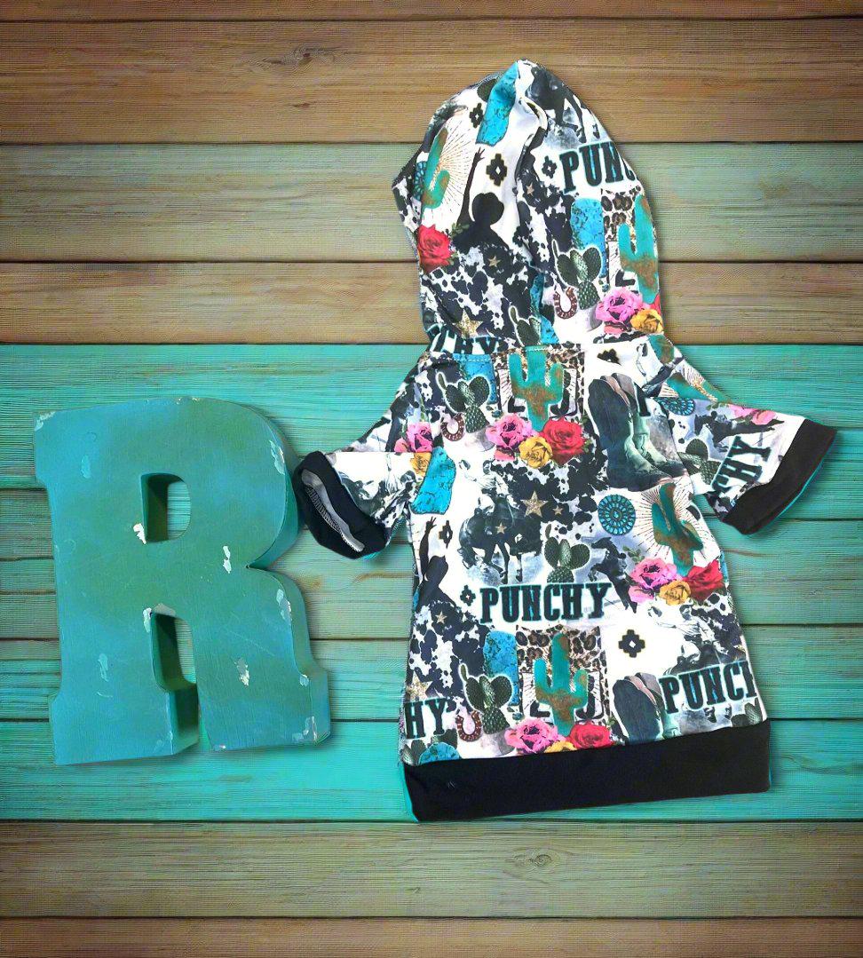 Punchy Western Cowgirl Outfit | Girls Western Hoodie and Jogger Set | Cowgirl Sweatsuit, Retro Cowboy Clothes