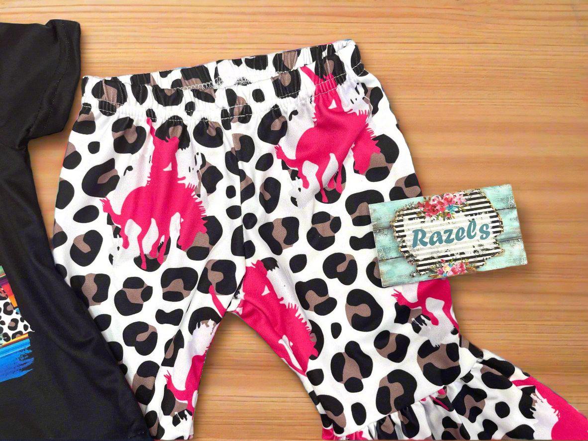 COWGIRL BELL BOTTOM Outfit, Pink Bronc Rider