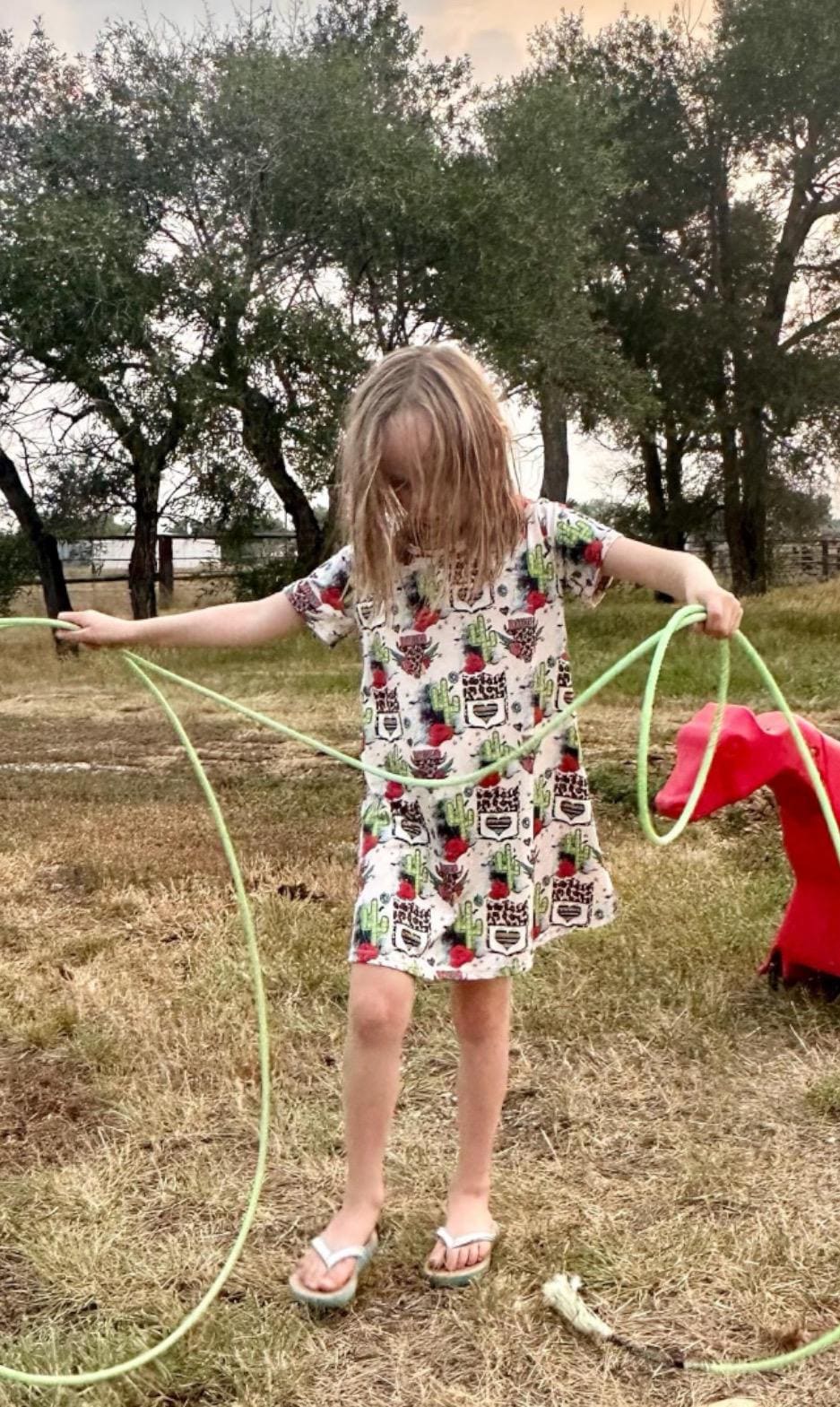 Cowgirl Dress for Kids Toddler & Baby - Rodeo T-Shirt Dress with Cheetah Skull, Cactus and Back Number Design