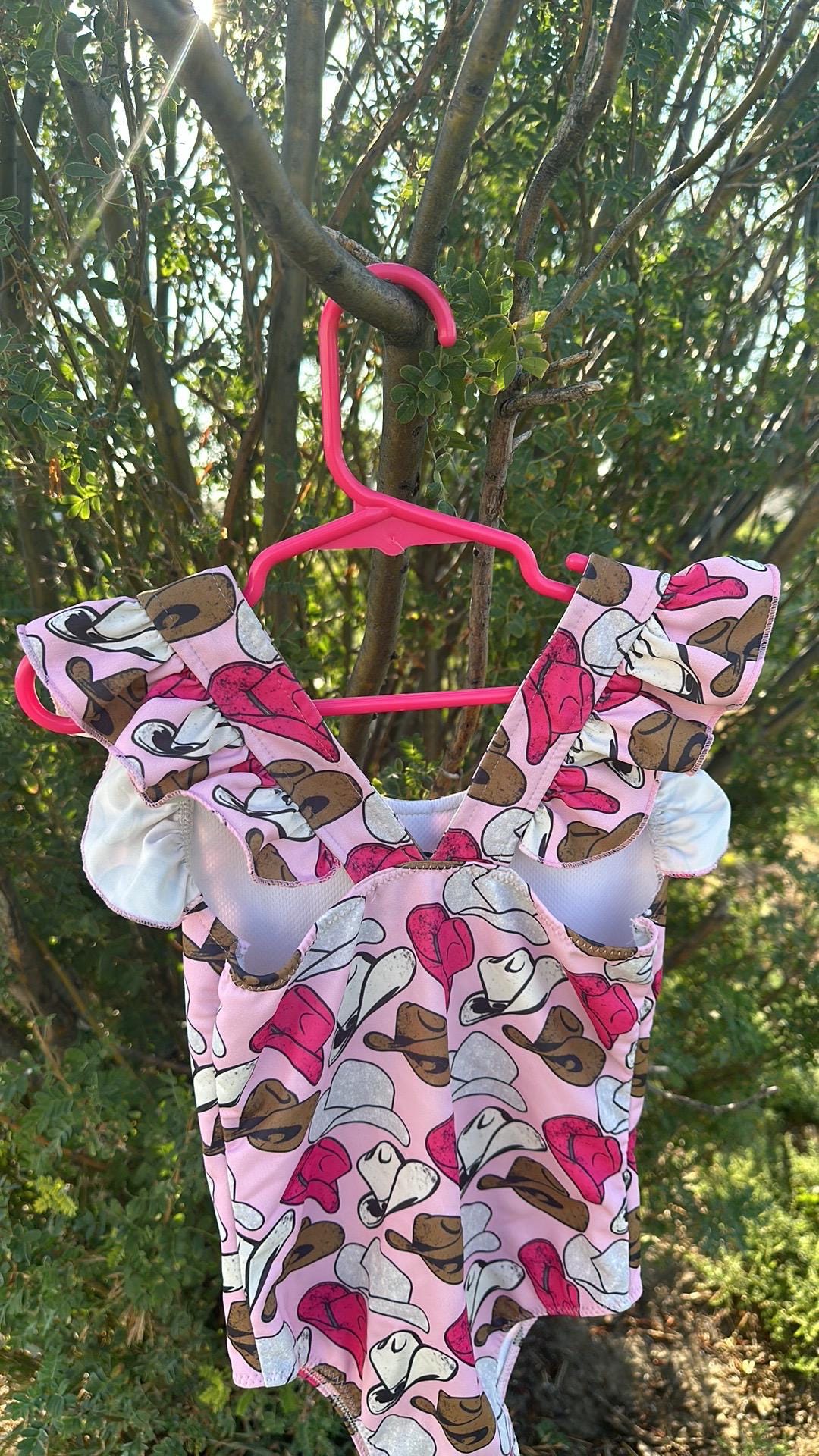 GIRLS PINK SWIMSUIT, Cowgirl Swimsuit | Girls Ruffle One Piece Swimsuit | Western Swimsuits Girls