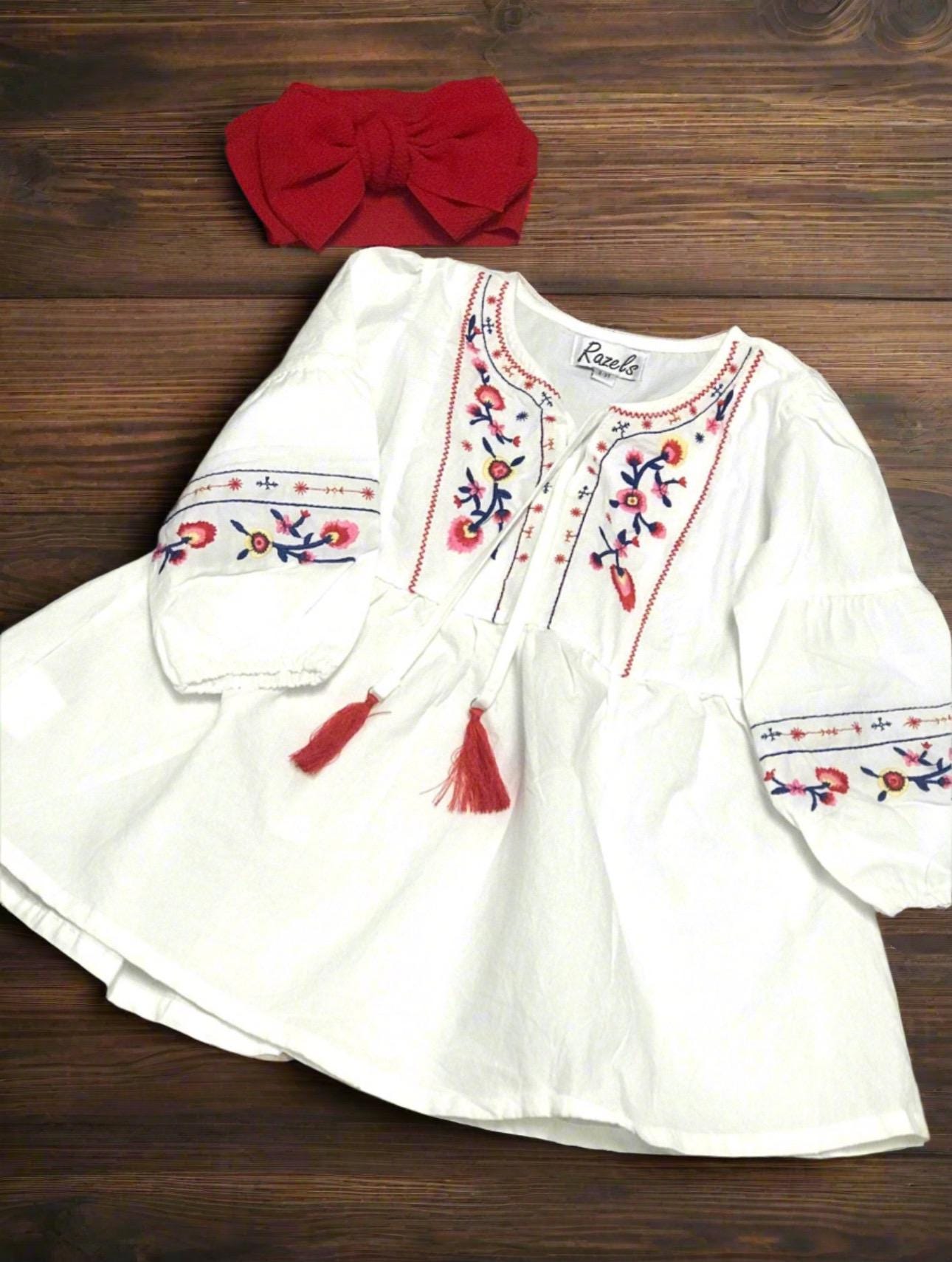 Girls' BOHO Embroidered Dress Tunic – Girls Fall Dress, Embroidered Dress