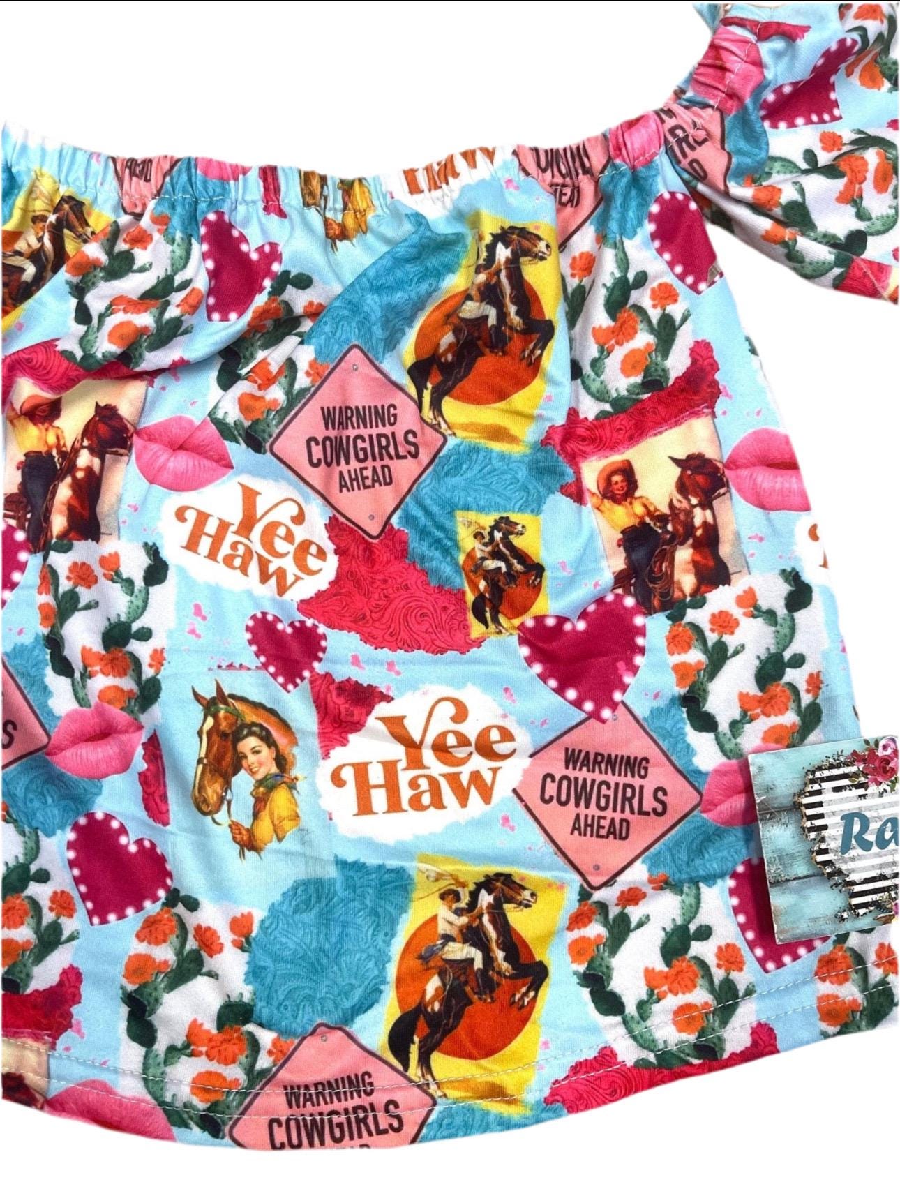 Girls Summer Cowgirl Shirt, Yeehaw Shirt