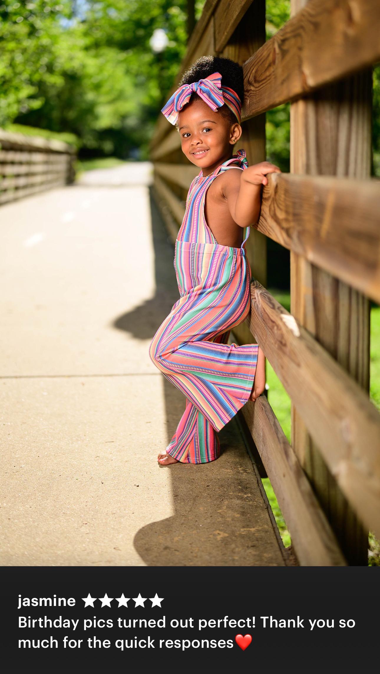 Toddler Girls Serape, Denim Jumpsuit - Serape Stripe Overalls
