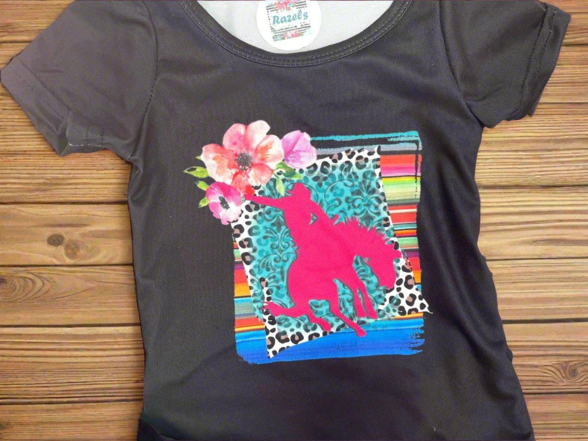 COWGIRL BELL BOTTOM Outfit, Pink Bronc Rider