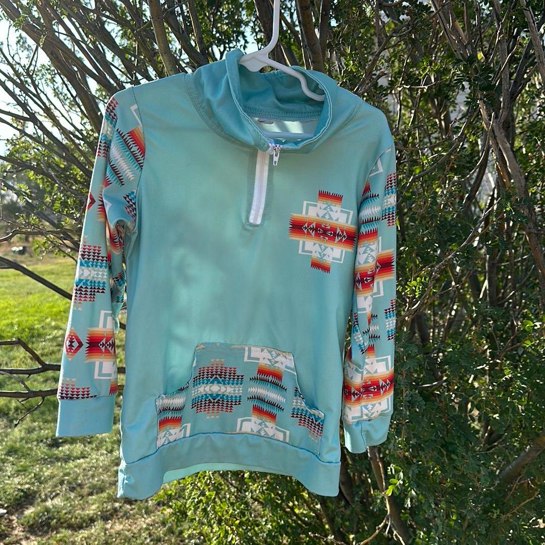 Kids Western Pullover β Southwestern Quarter Zip Sweatshirt, Cowboy Cowgirl Lightweight Sweatshirt Back to School