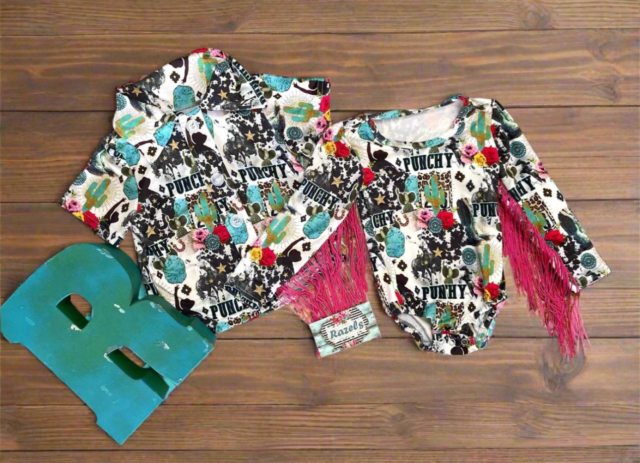 Fringe Leotard, Punchy Cowboy Cowgirl Shirt