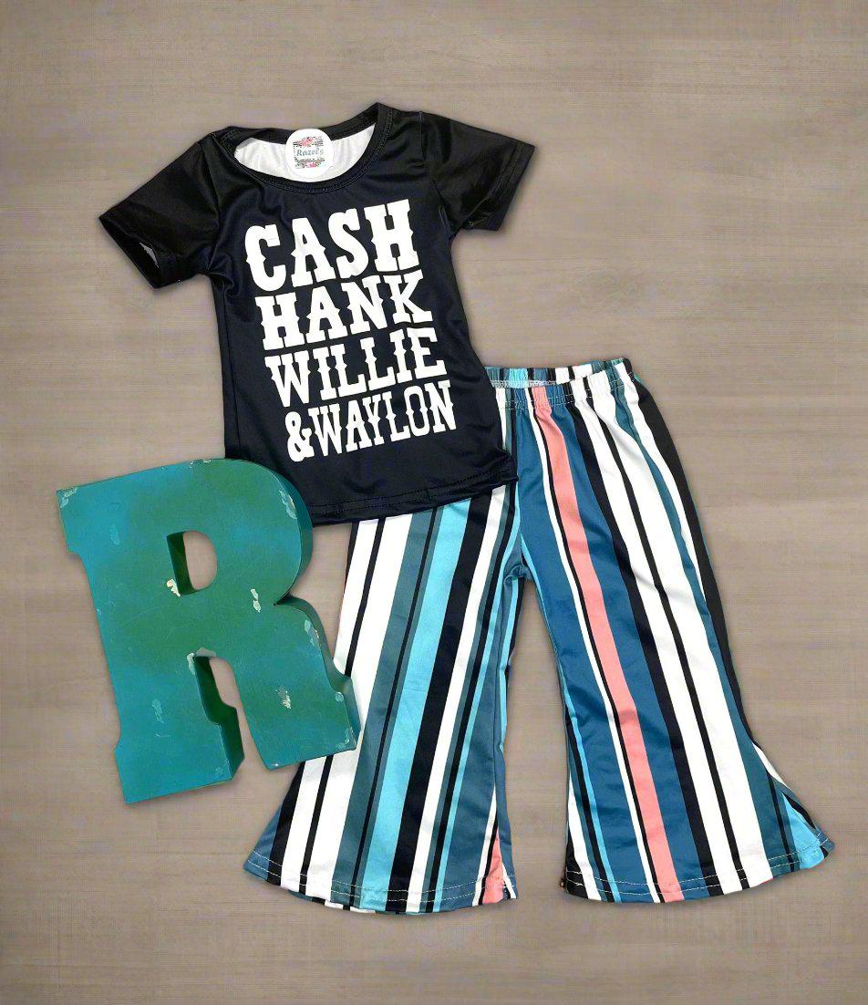 Girls Country Music Outfit, Striped Bell Bottoms