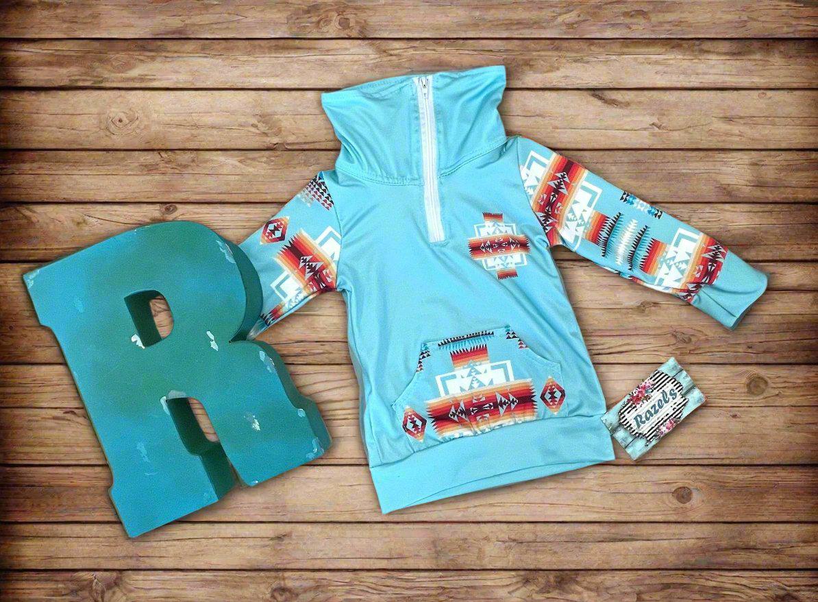 Kids Western Pullover β Southwestern Quarter Zip Sweatshirt, Cowboy Cowgirl Lightweight Sweatshirt Back to School