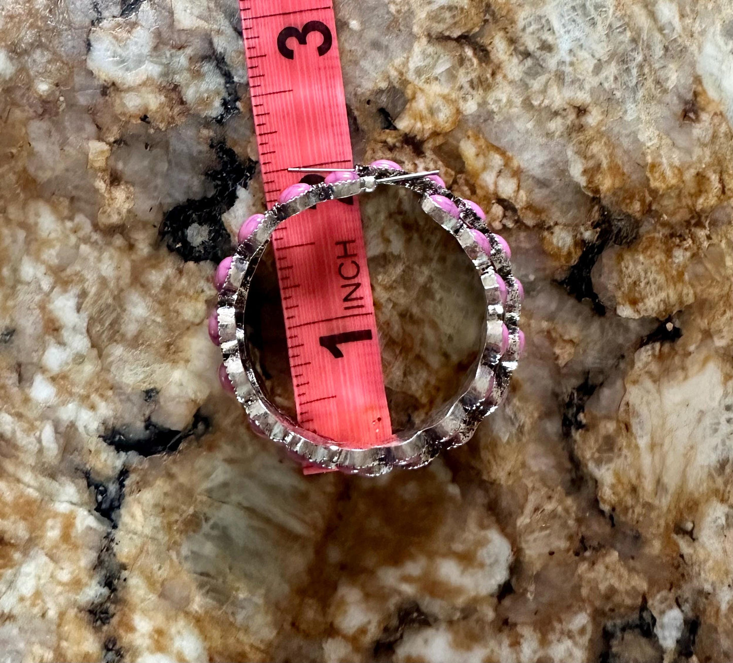 Red Stone Hoop Earrings, Large Hoop Earrings