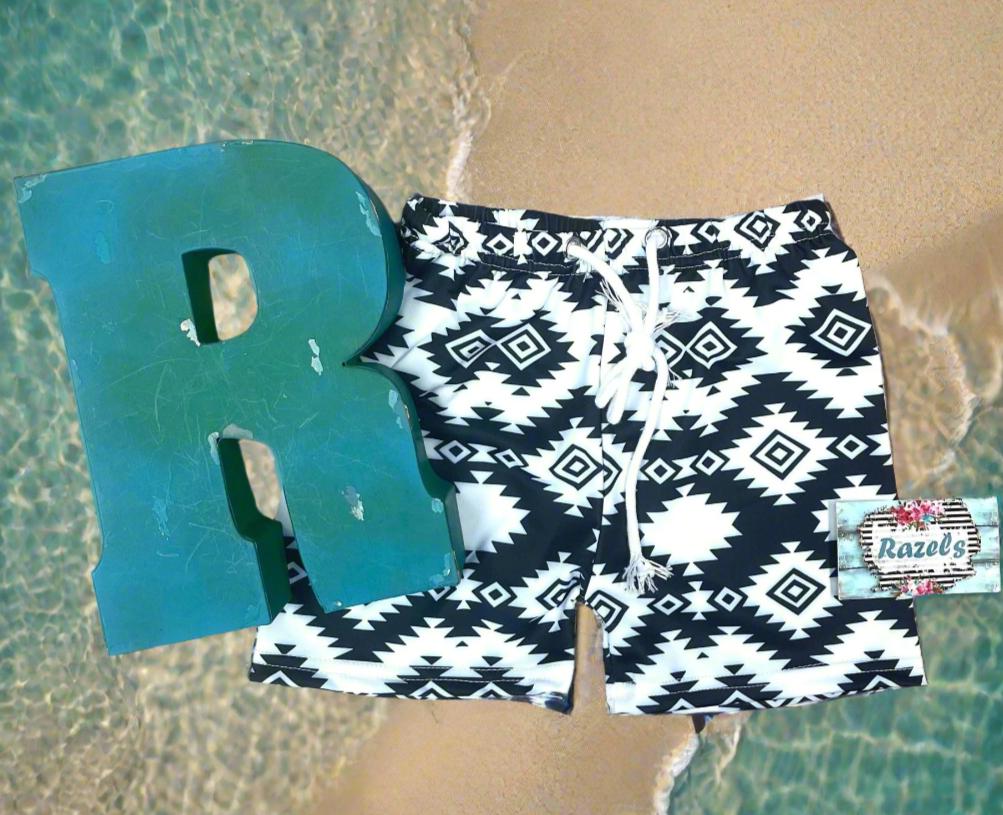 Matching Kids Swimsuits, Western Black and White Swimsuits
