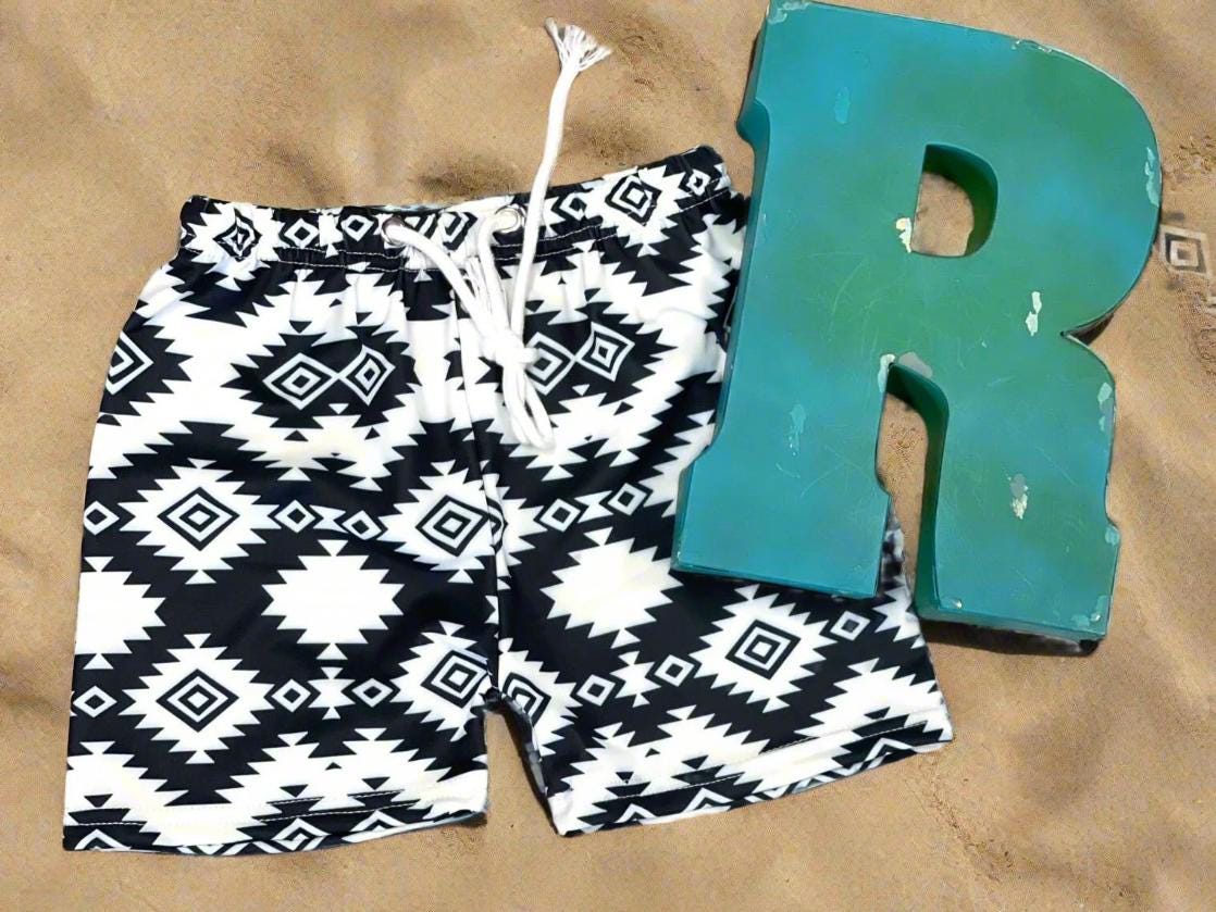 Matching Kids Swimsuits, Western Black and White Swimsuits