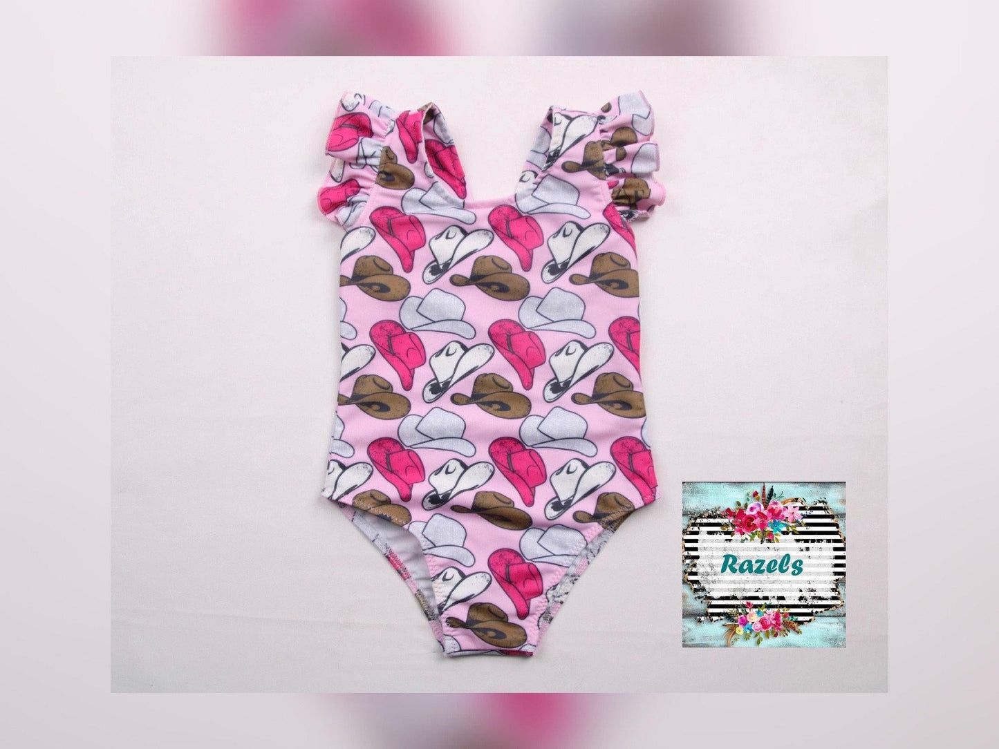 GIRLS PINK SWIMSUIT, Cowgirl Swimsuit | Girls Ruffle One Piece Swimsuit | Western Swimsuits Girls