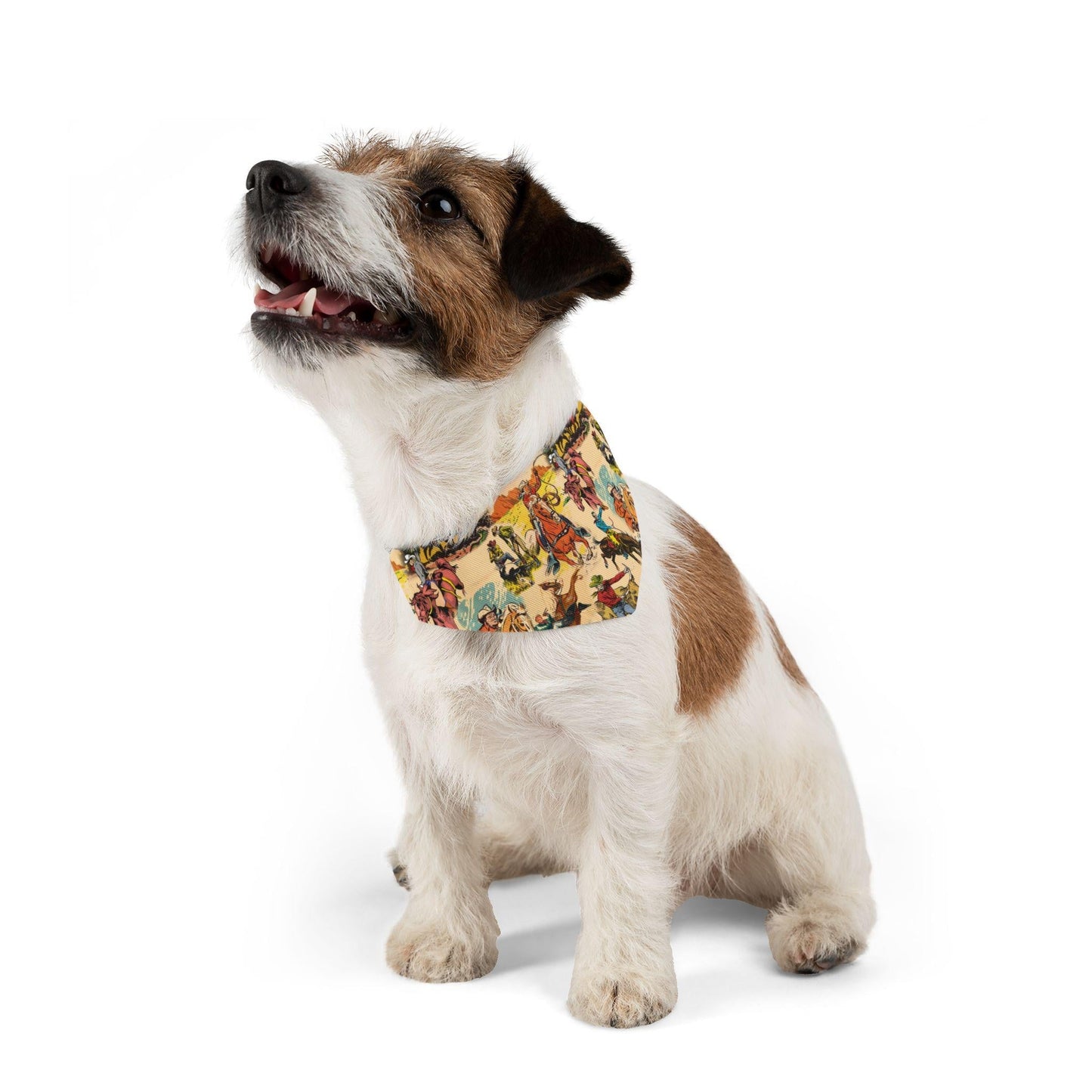 Cowboy Dog Bandana Vintage Western Print Pet Scarf, Durable Cotton Bandana for Dogs