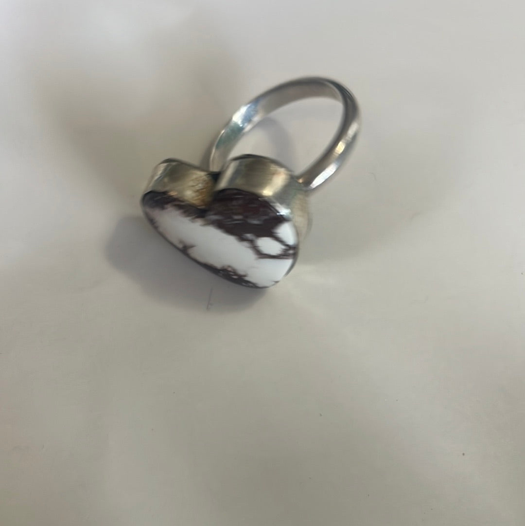 Handcrafted Wild Horse And Sterling Silver Heart Ring