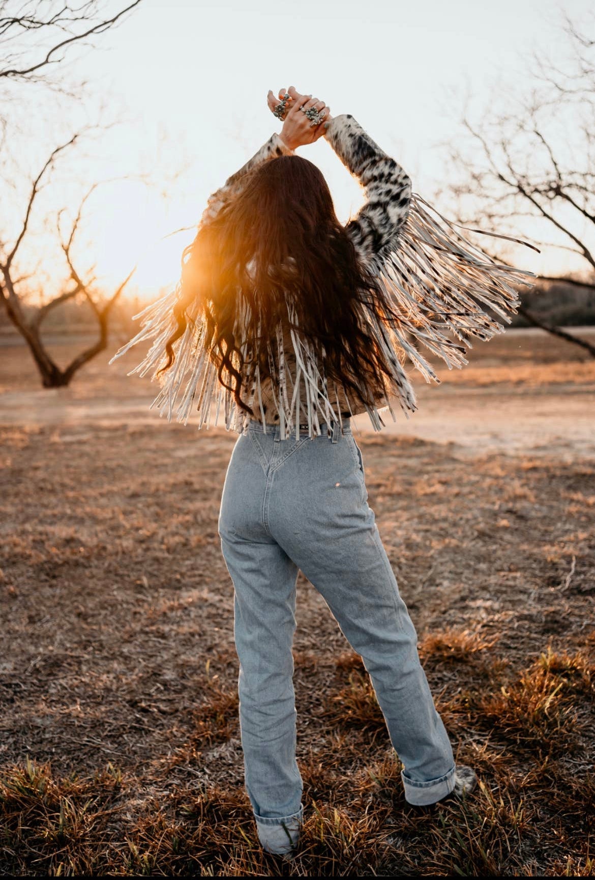 Cowhide fringe jacket