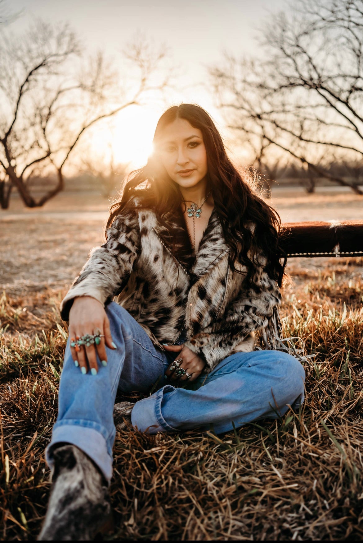 Cowhide fringe jacket