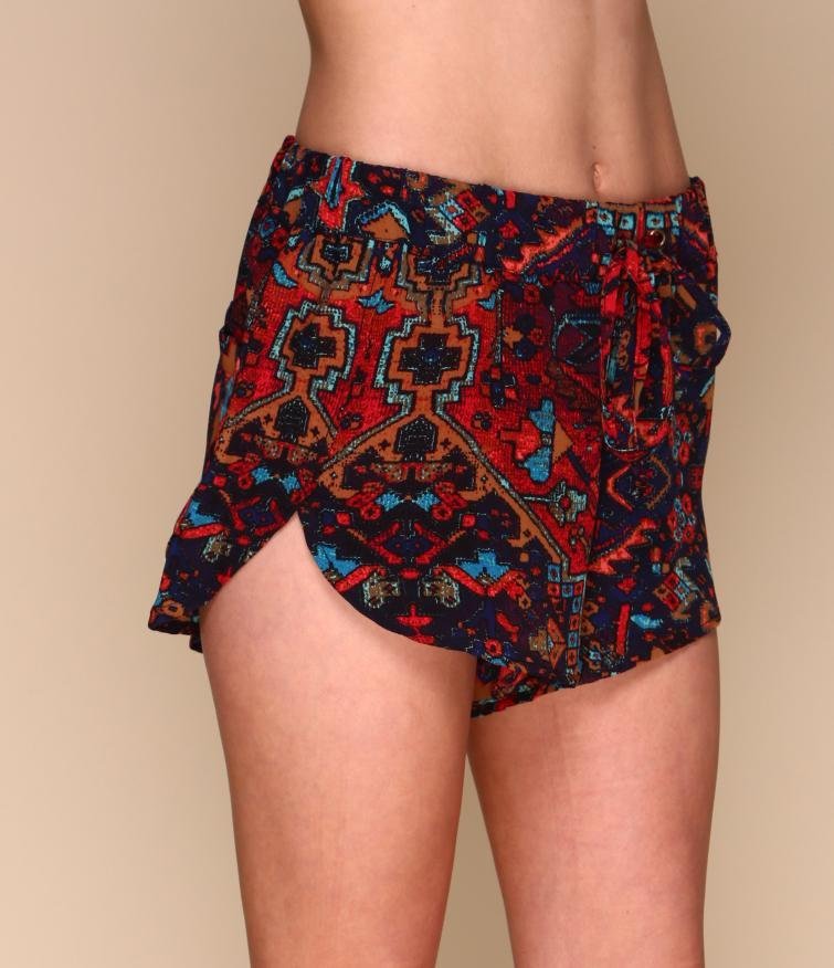 Machado Shorts | Boho Print Silk Shorts with Pockets