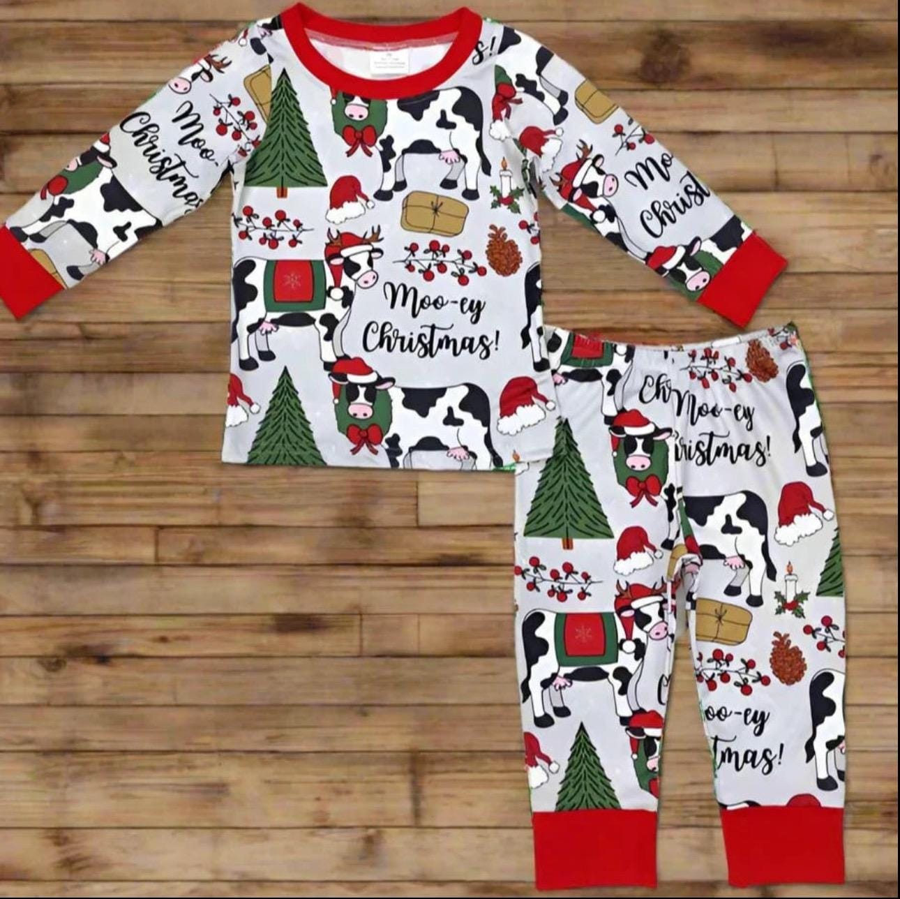 MOOEY CHRISTMAS Pajamas, Kids Farm Christmas Pajamas