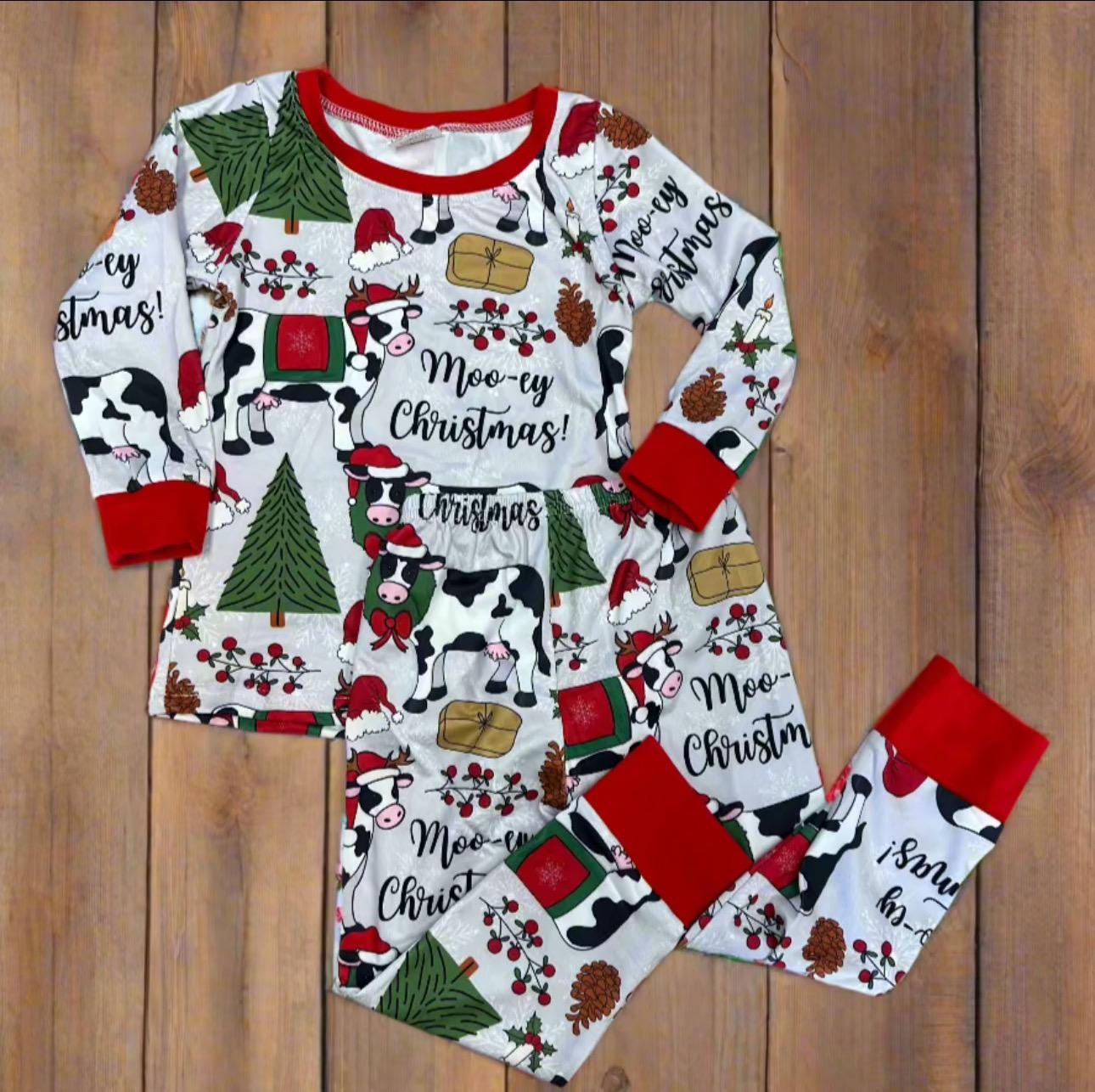 MOOEY CHRISTMAS Pajamas, Kids Farm Christmas Pajamas