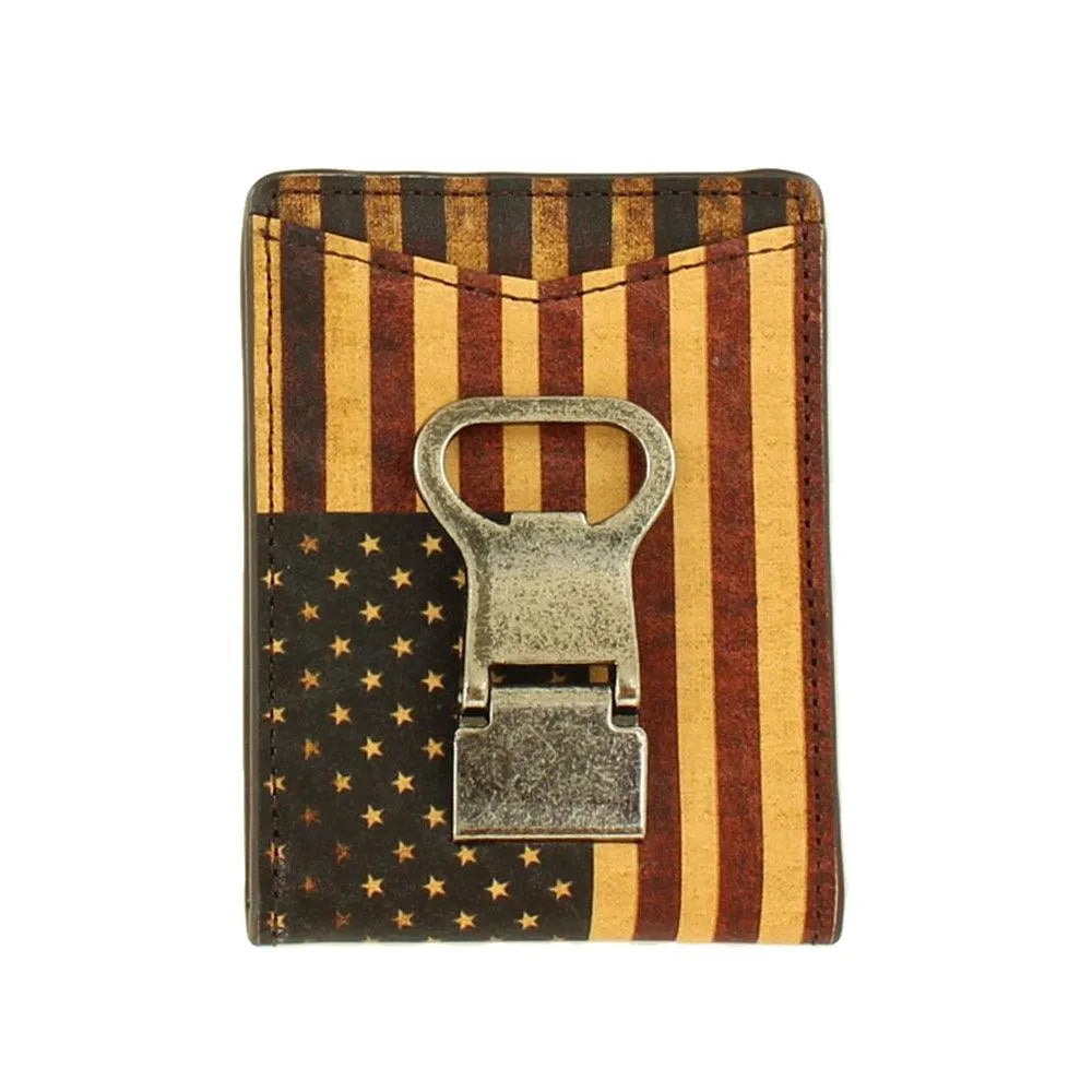 Nocona Vintage USA Flag- Mens Bi-Fold Money Clip