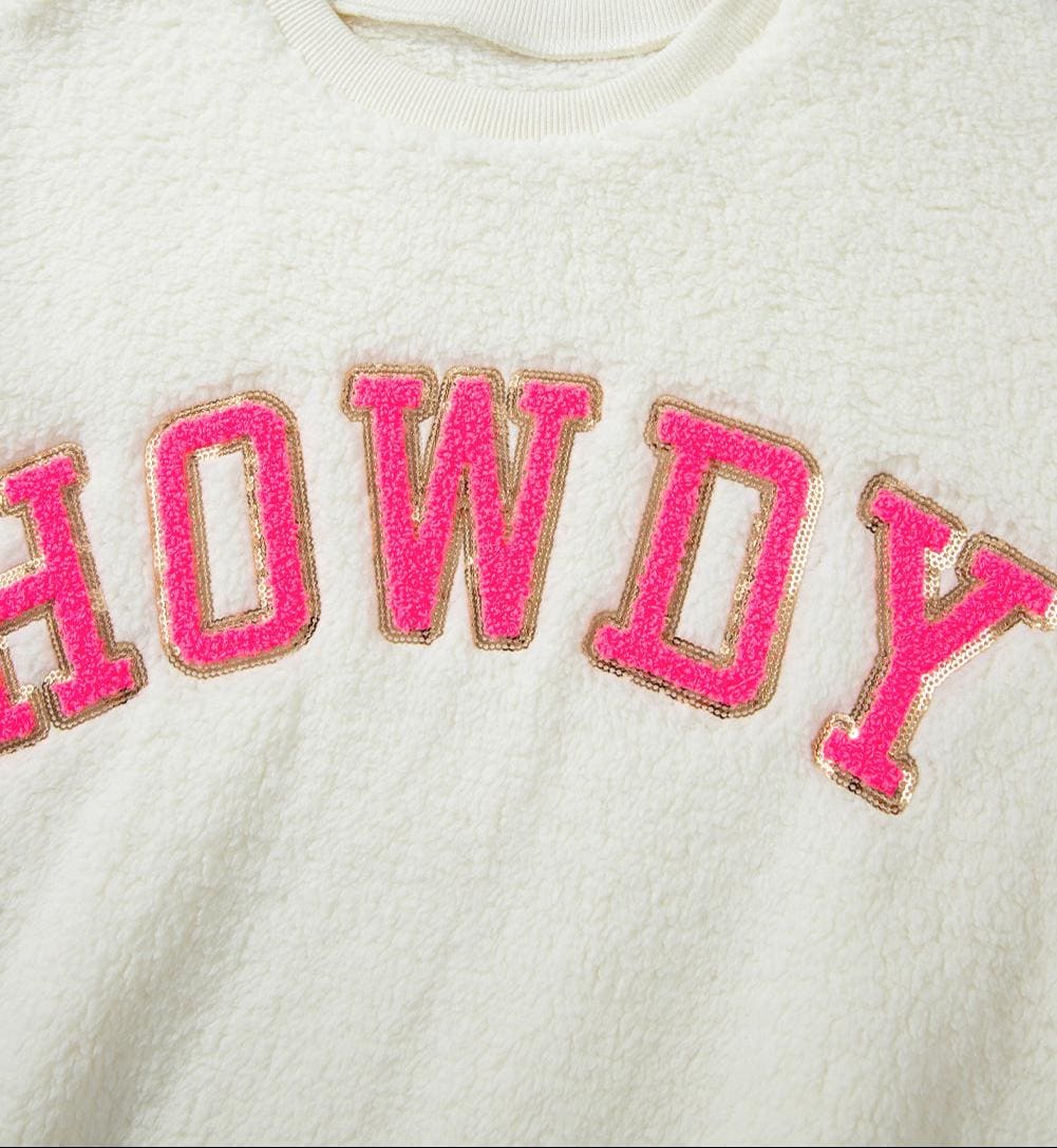 PINK HOWDY Patch SWEATSHIRT, Cowgirl Sweatshirt, Womens Western Sweatshirt