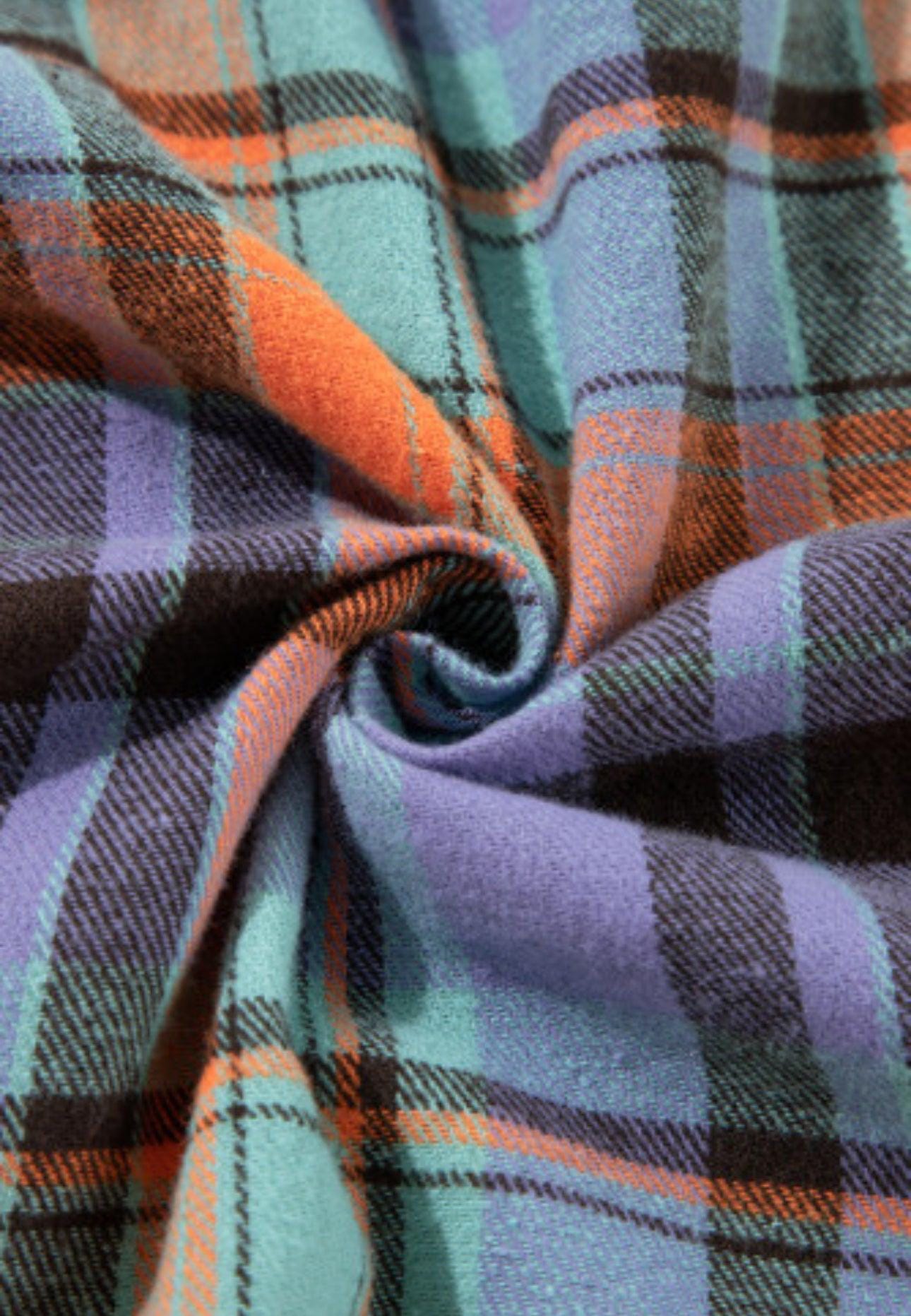 Women's Fall Plaid Shirt | Oversized Button Down | Red or Orange Cotton Flannel | FREE Shipping