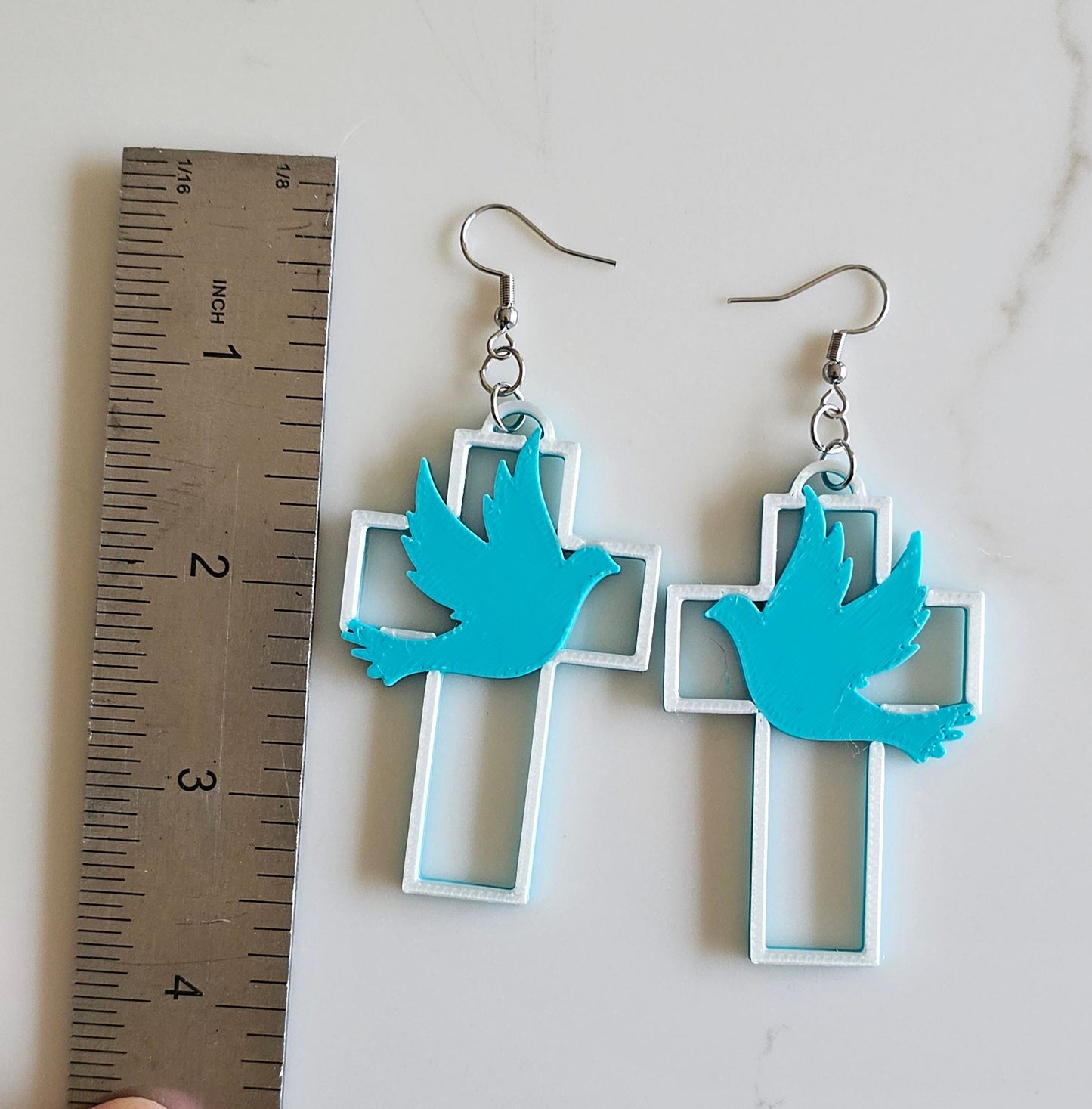 3D Print Christian Cross Faith Earrings Made in America