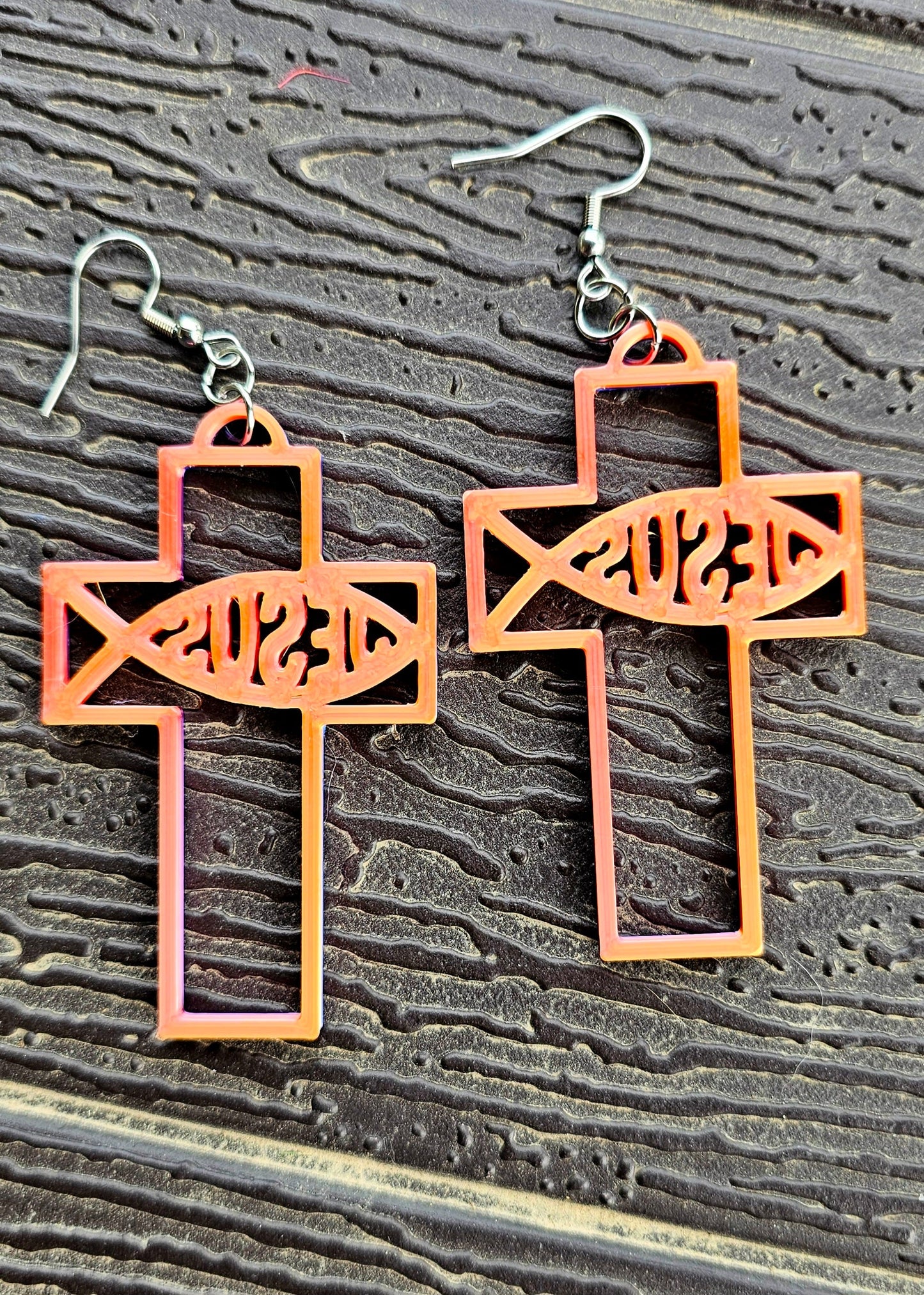 3D Print Christian Cross Faith Earrings Made in America