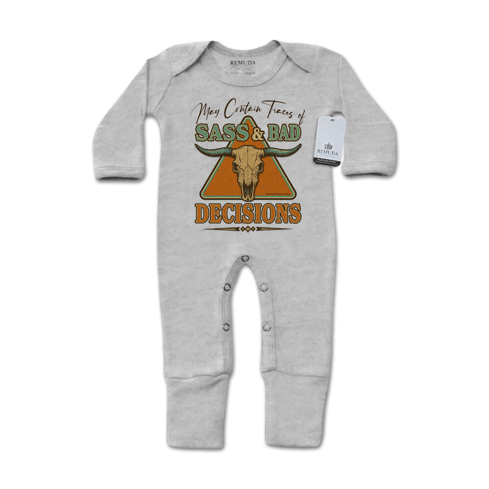 Sass & Bad Decisions - Infant Western One-Piece Footed Pajamas W/Mittens